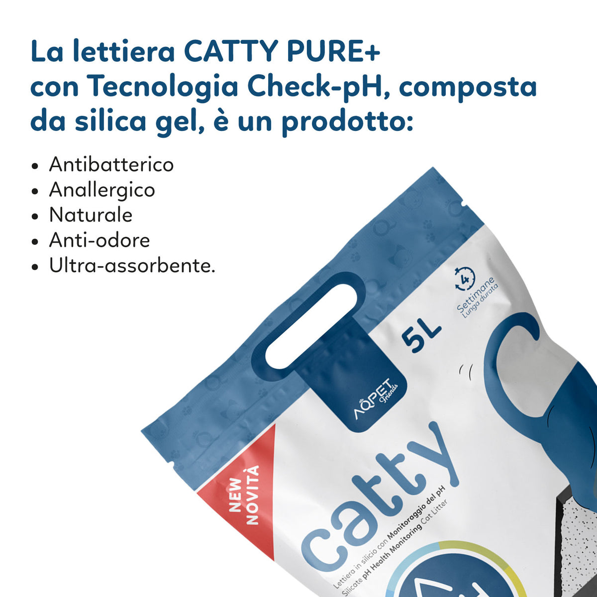 AQPET FRIENDS Bandeja sanitaria de sílice Catty con aroma a PH Check para gatos Súper absorbente Control de olores Higiene felina