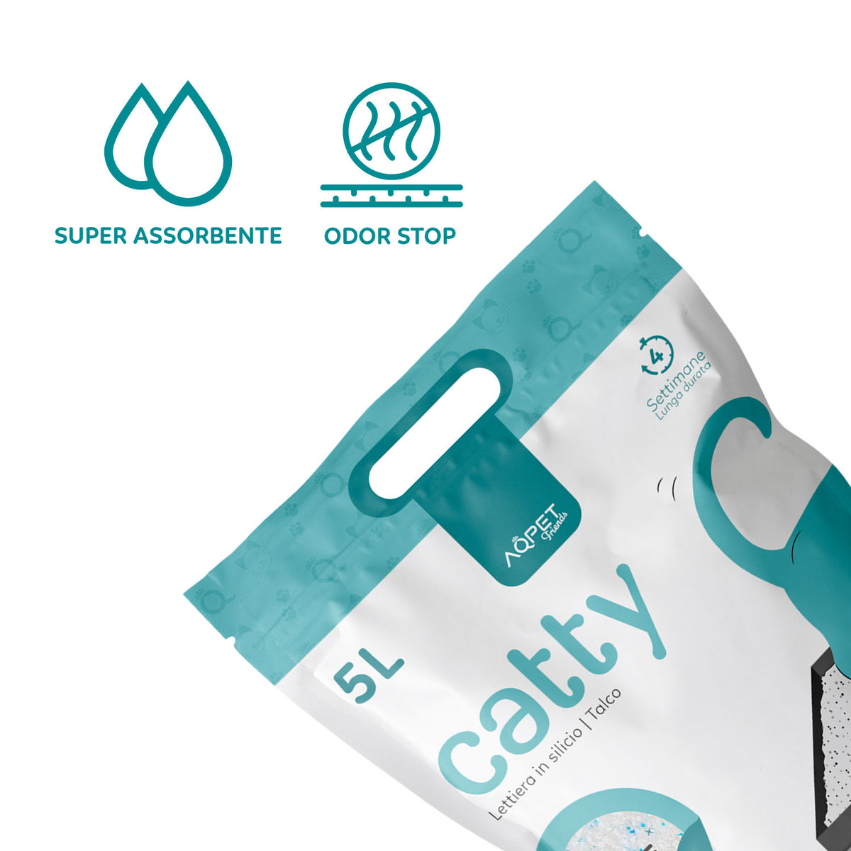 AQPET FRIENDS Bandeja sanitaria de sílice Catty con aroma a talco para gatos Súper absorbente Control de olores Higiene felina