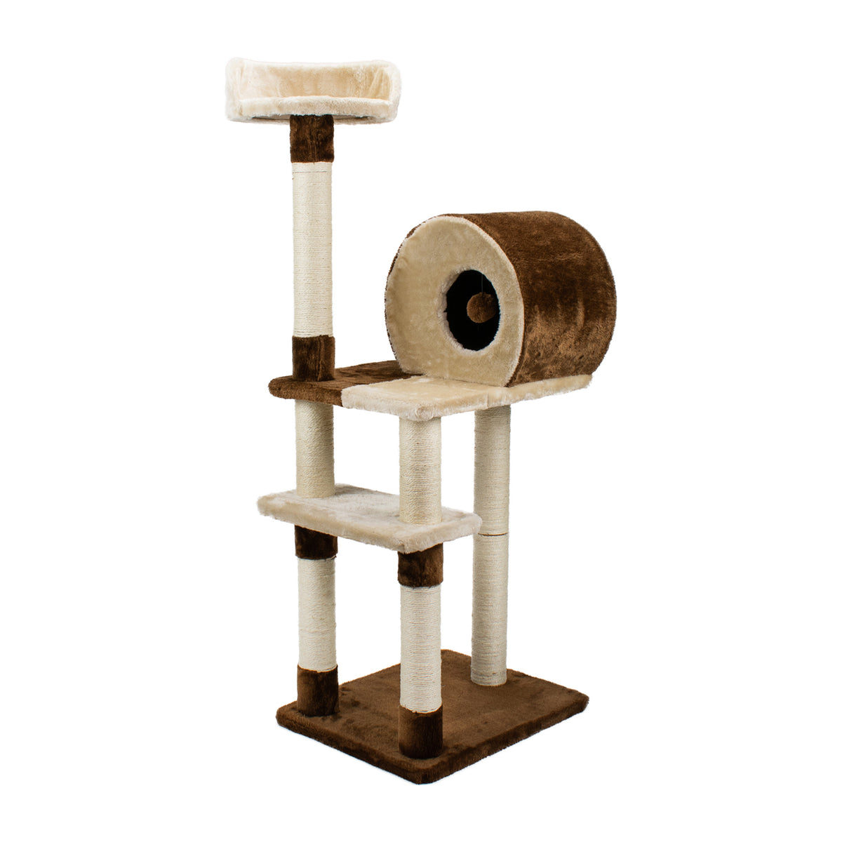 AQPET FRIENDS Rascador para gatos Rome de sisal, 123 Cm, marrón, juego, descanso, diversión y entretenimiento