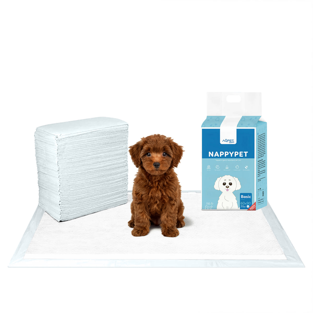 AQPET FRIENDS Alfombrillas higiénicas Basic, tamaño 30, 30 unidades, para perros, ultraabsorbentes, antiolores, impermeables, para adiestramiento de cachorros, higiene del hogar, higiene diaria