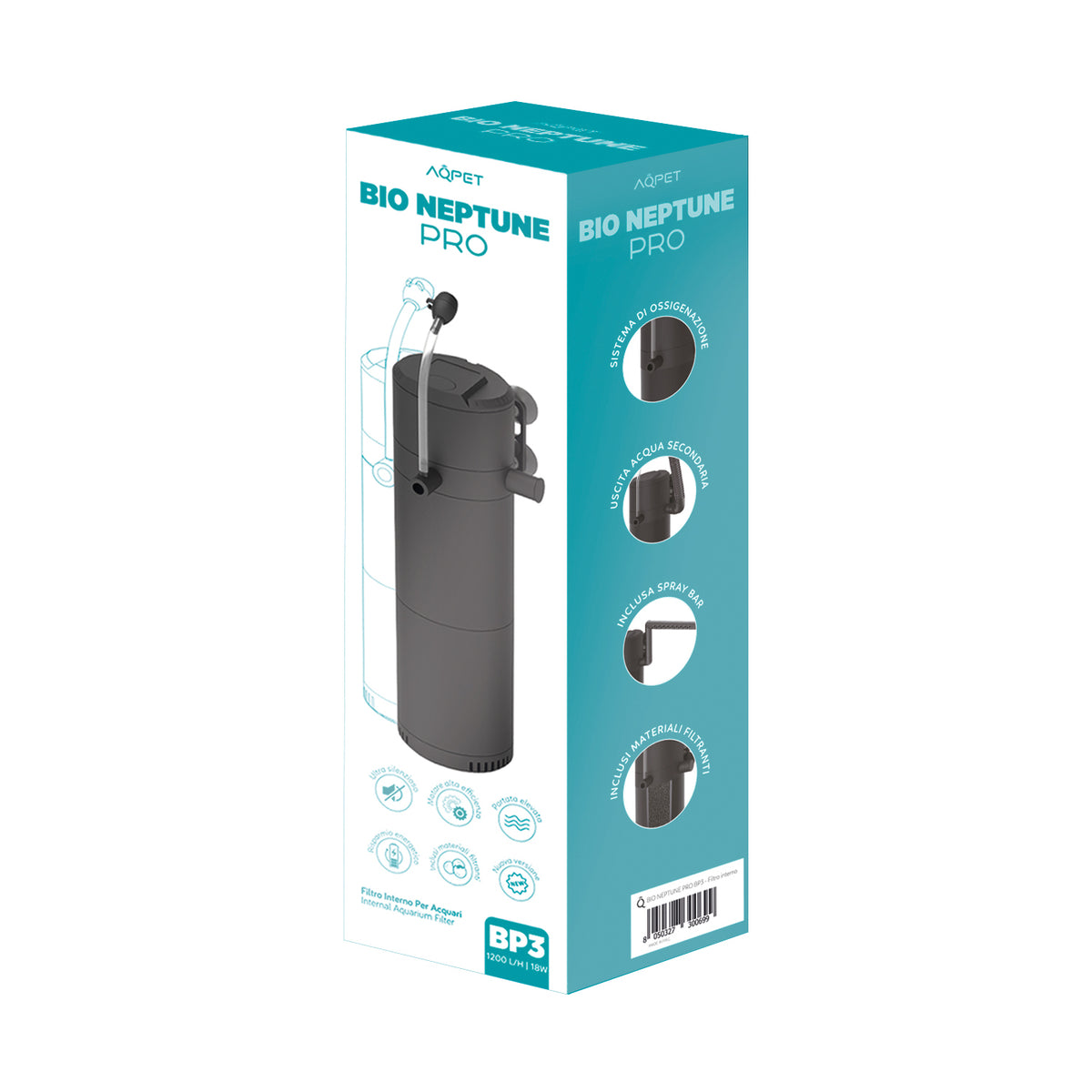 AQPET BIONEPTUNE PRO FILTRO INTERNO - CON MATERIALES FILTRANTES (EXCEPTO TUBO Y BARRA DE ROCIADO)