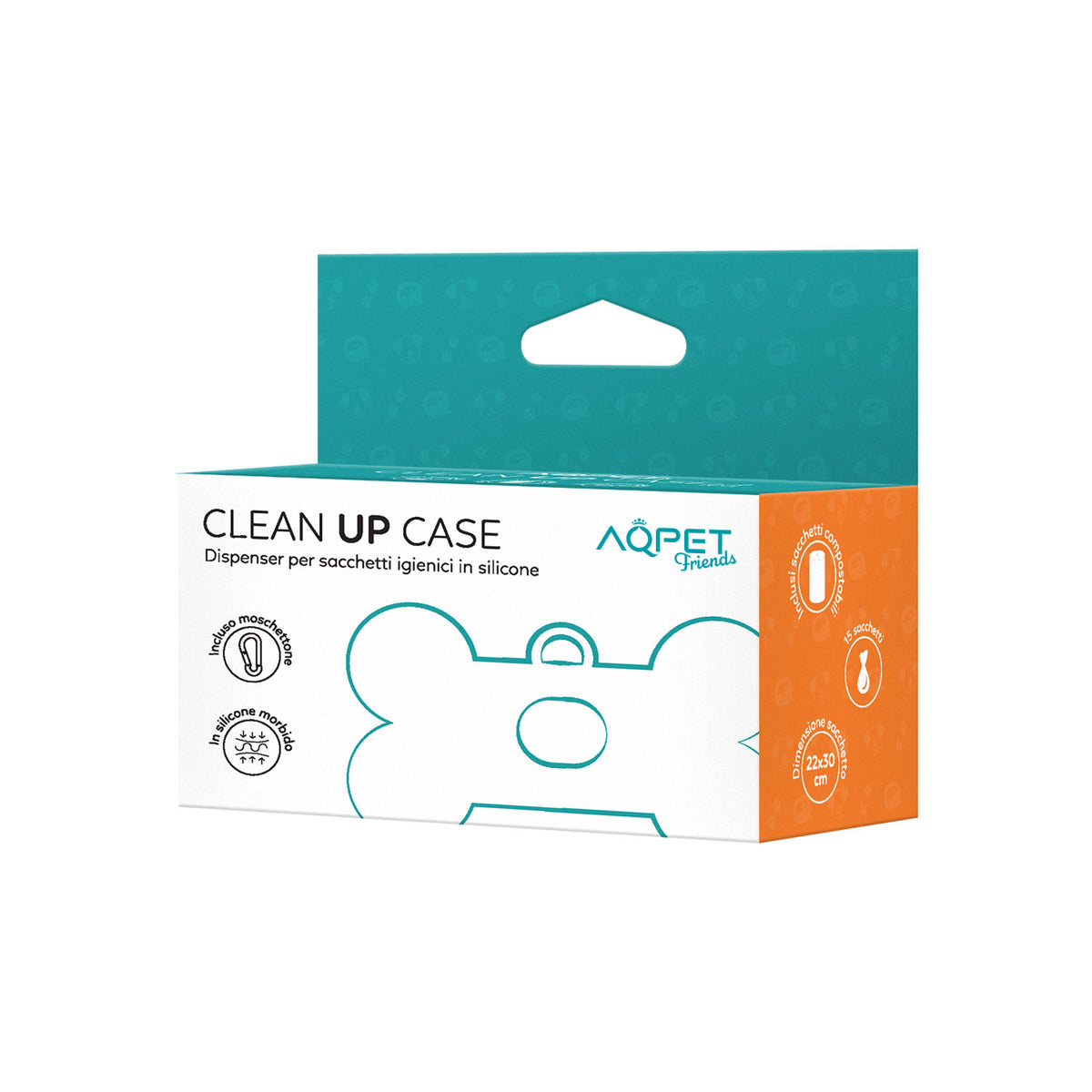 AQPET FRIENDS CleanUp Case Dispensador de bolsas higiénicas de silicona, incluye bolsas