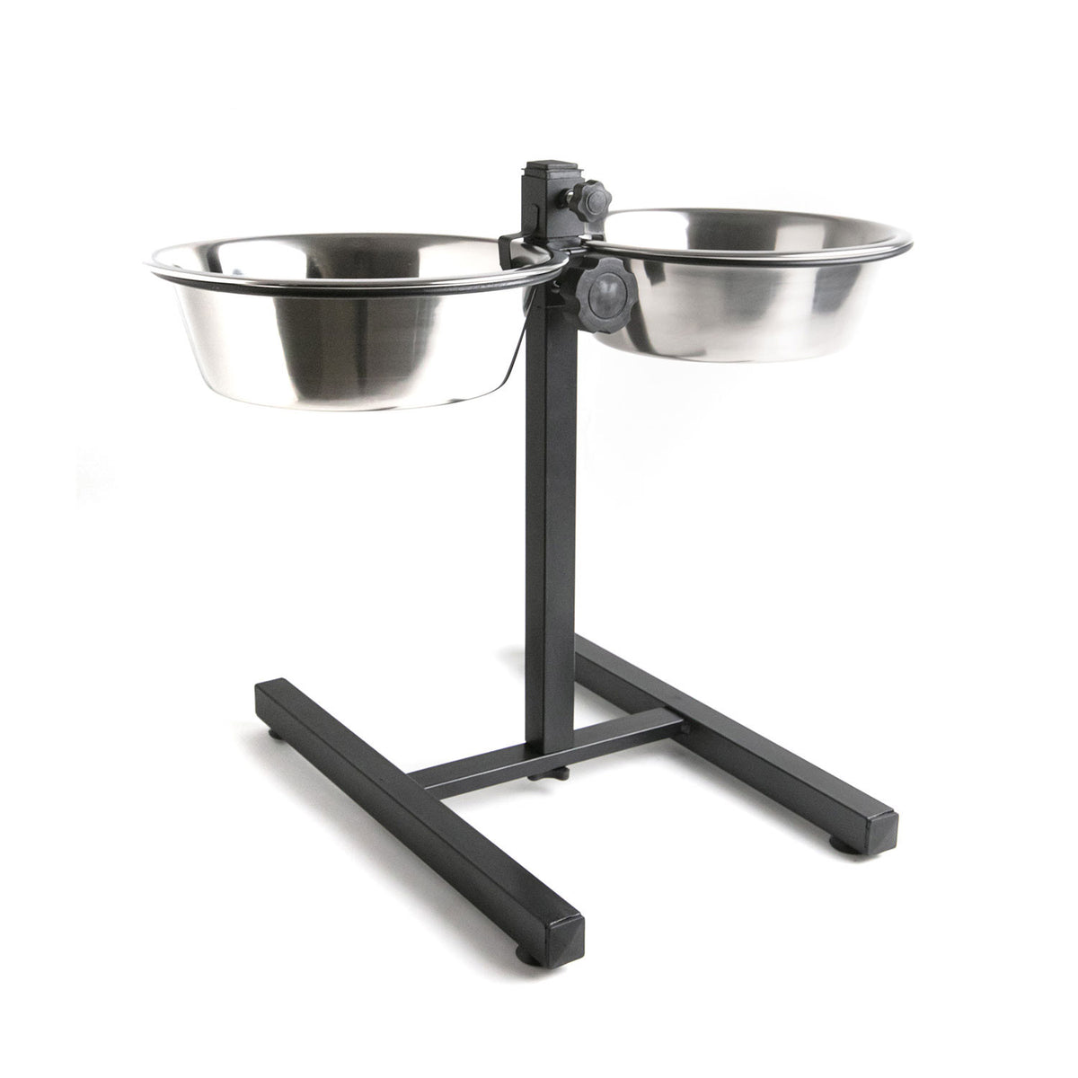 AQPET FRIENDS Gnammy Soporte H con 2 cuencos elevados de acero inoxidable, altura regulable, para perros, gatos y animales pequeños