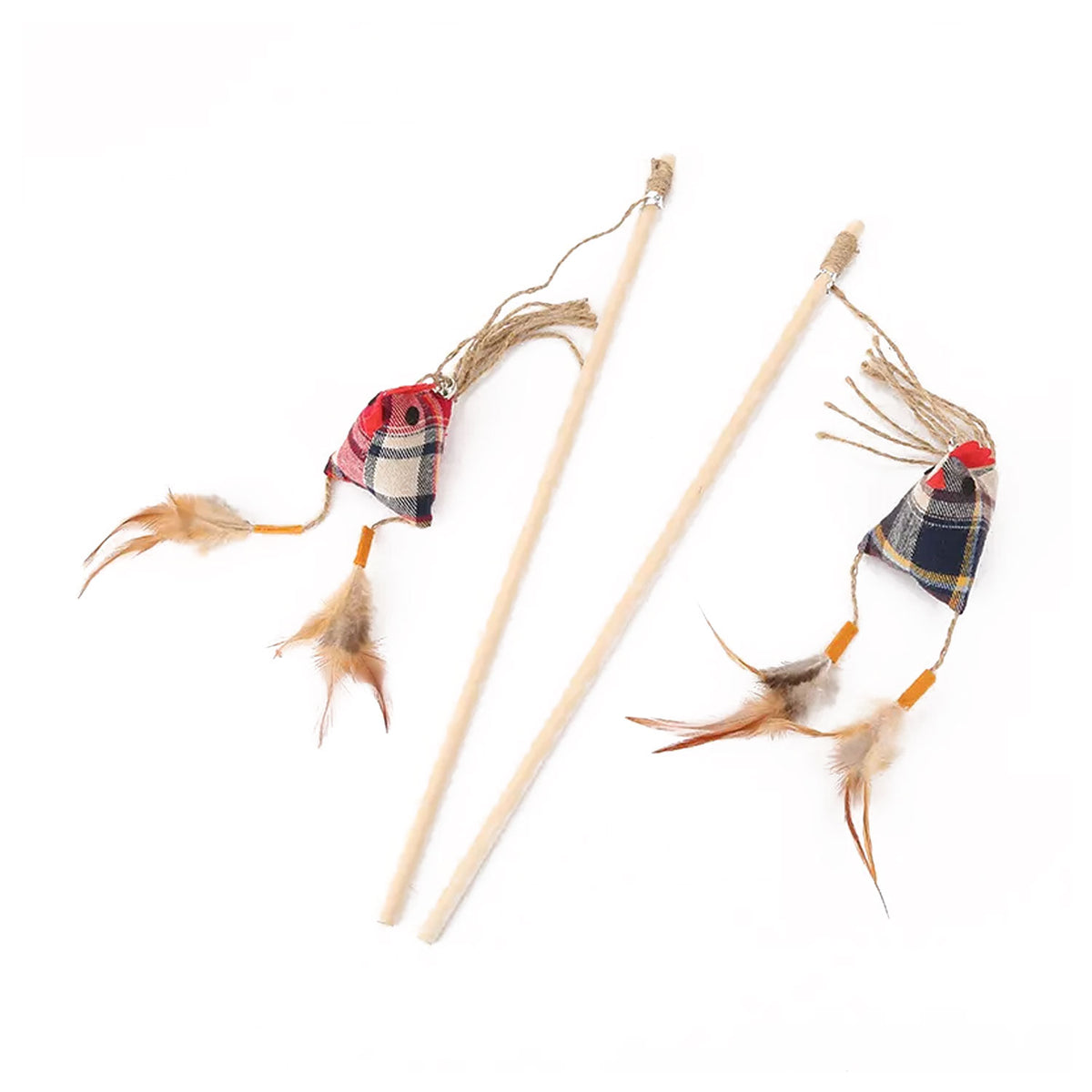 AQPET FRIENDS Cat Toy Varita con gallo de tela y plumitas - 40 cm, juguete para gatos