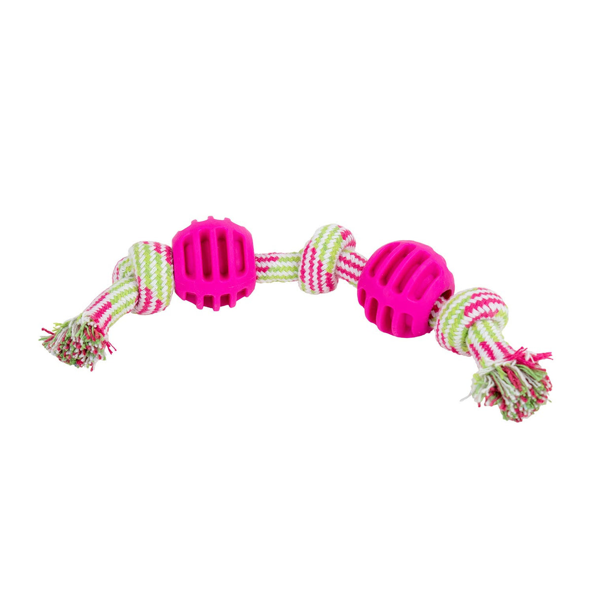 AQPET FRIENDS Juguetes para perros Rope Cuerda con pelotas de goma Juguete para perros Diversión para mascotas