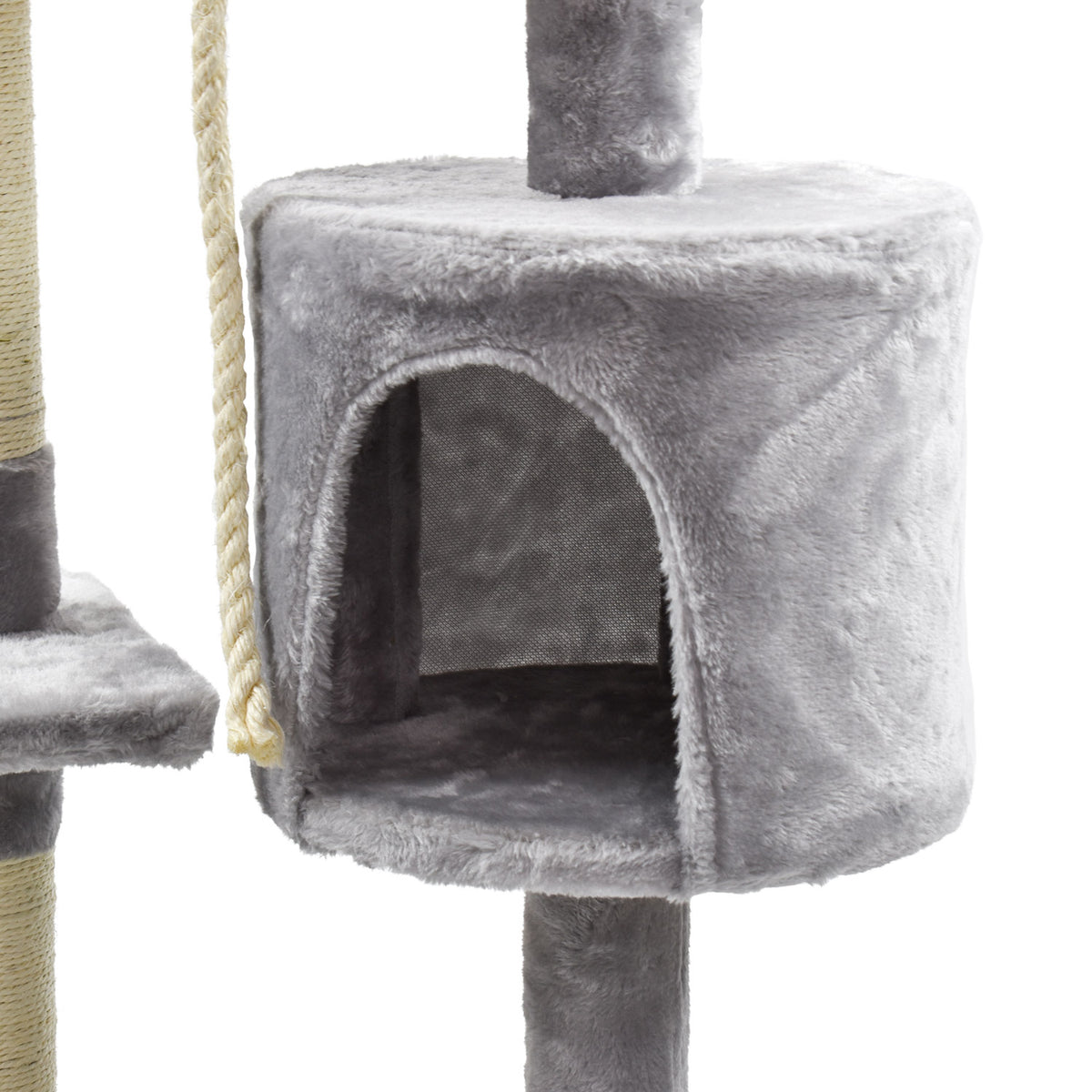 AQPET FRIENDS Rascador para gatos Amsterdam de 112 cm con caseta, árbol, parque de juegos y juguete, color gris
