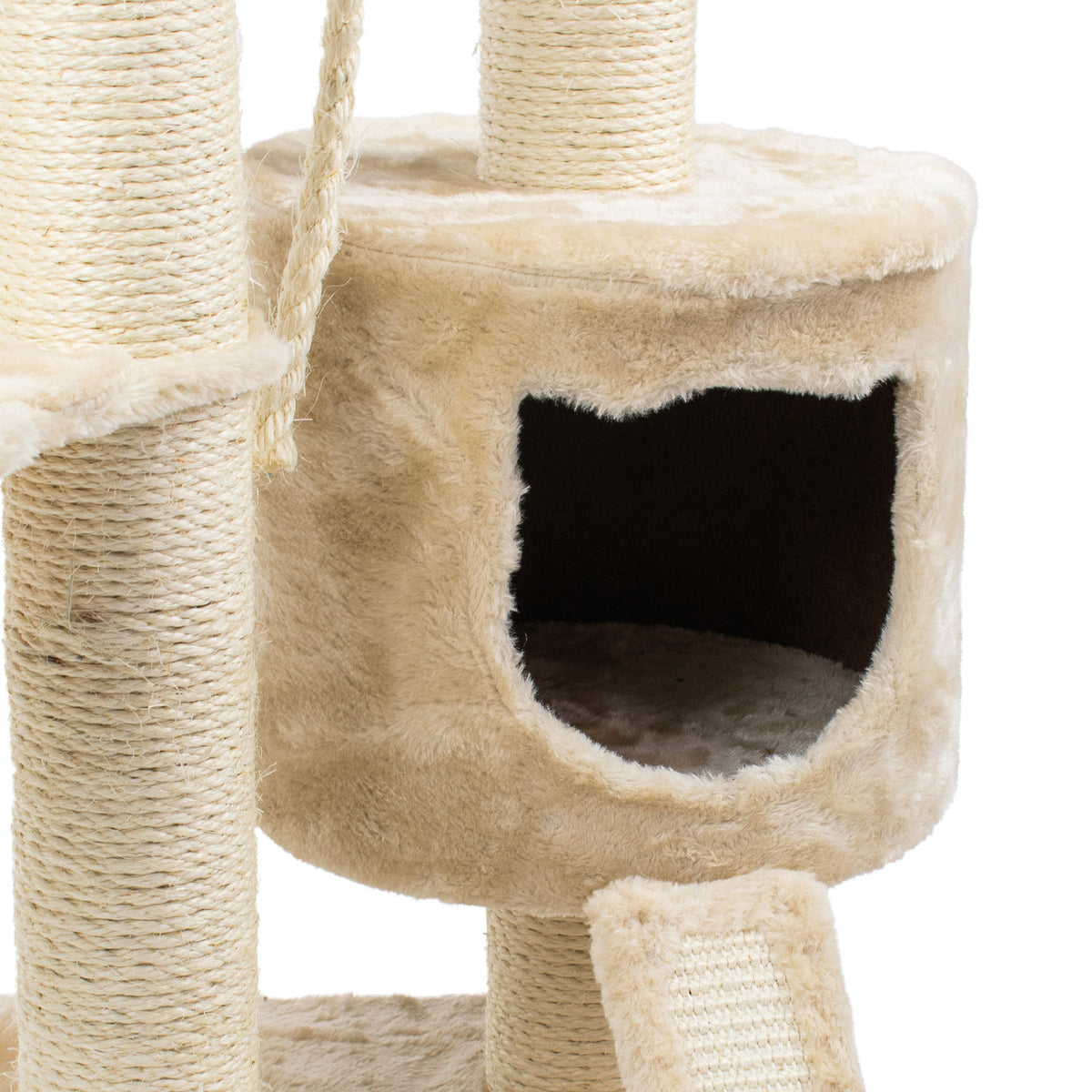 AQPET FRIENDS Rascador para gatos Athens de 115 cm con caseta, árbol, parque de juegos y juguete, color beige