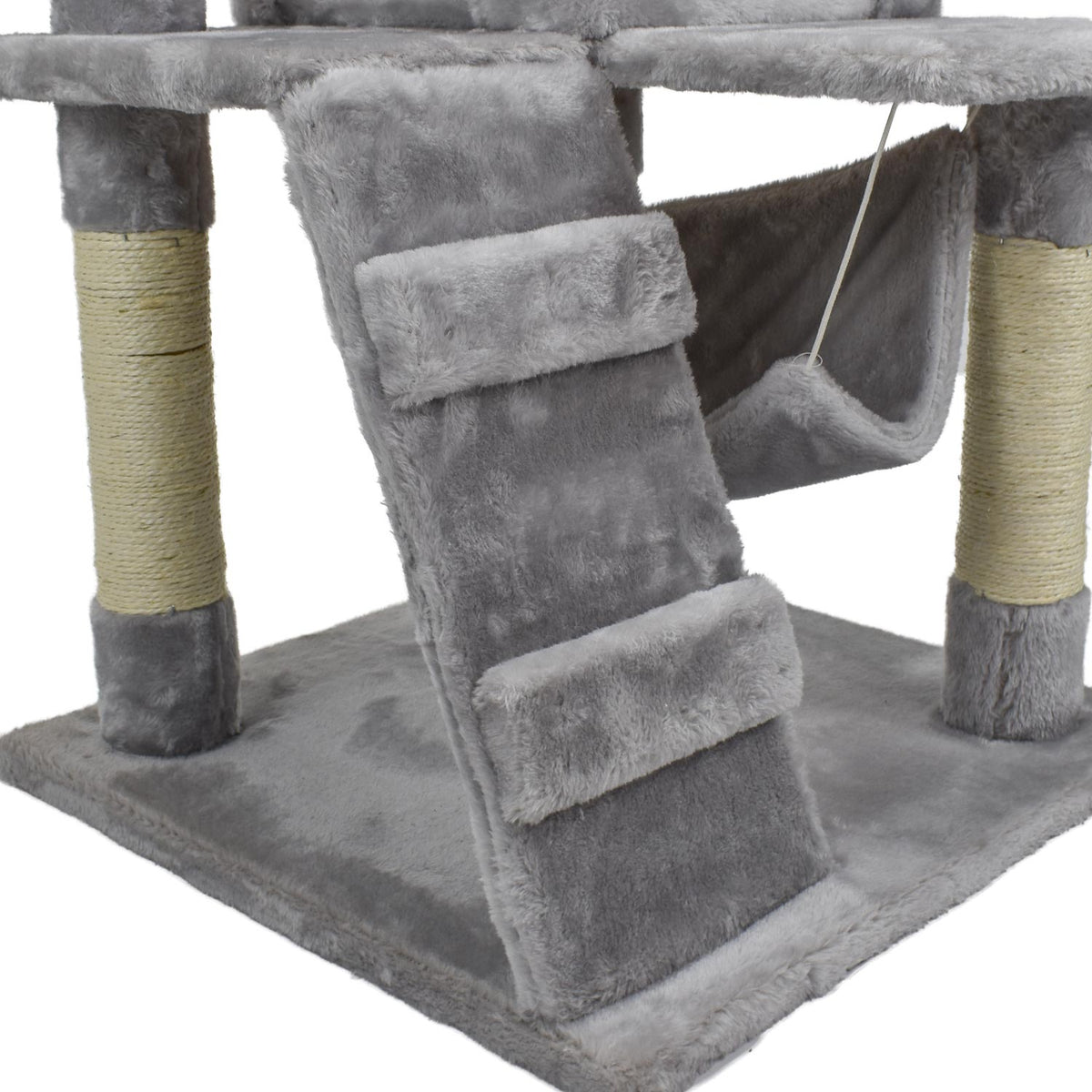 AQPET FRIENDS Rascador para gatos Berlin de 135 cm con caseta, árbol, parque de juegos y juguete, color gris
