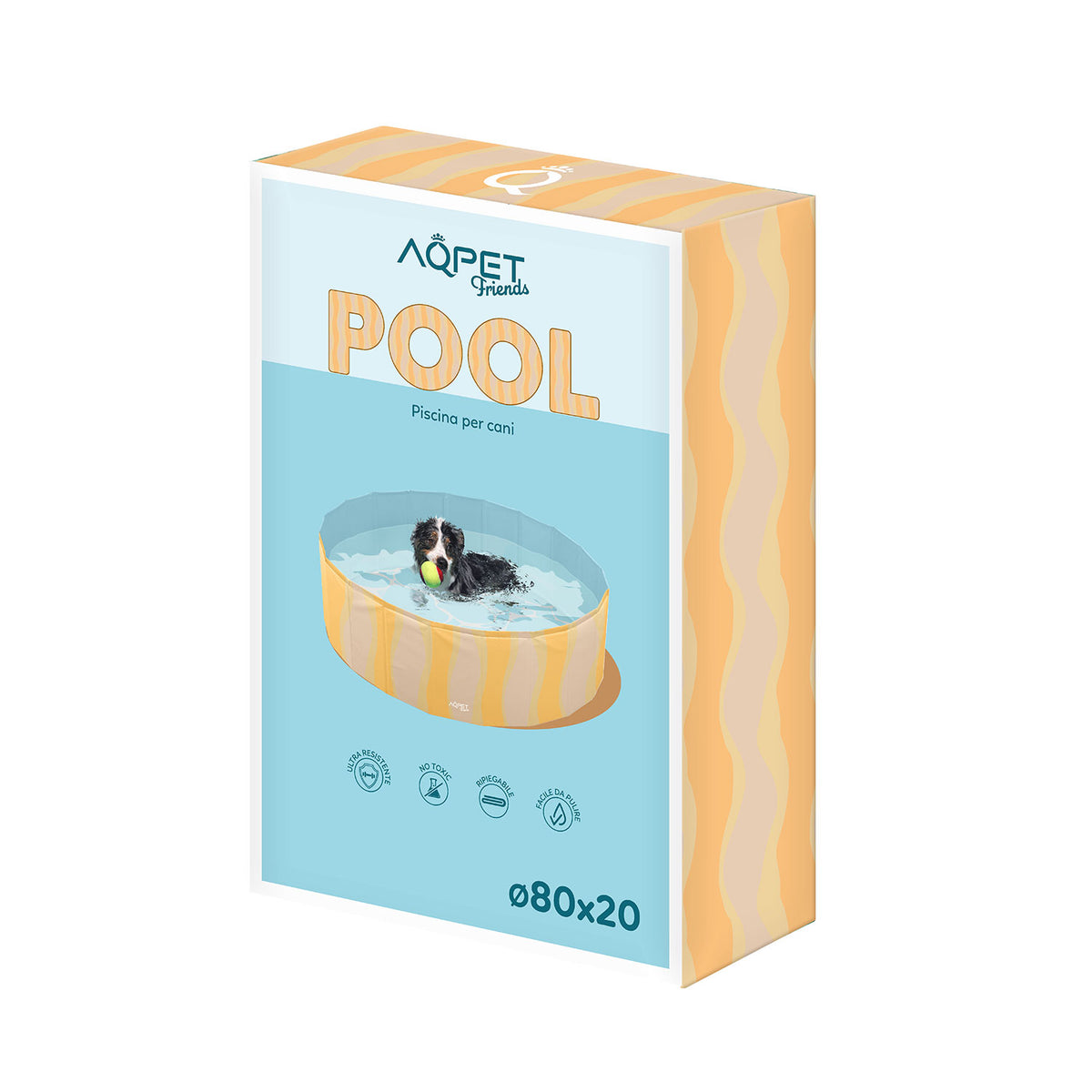 AQPET FRIENDS Pool piscina para perros con diseño Sea, plegable, resistente a los arañazos, para exteriores y jardín