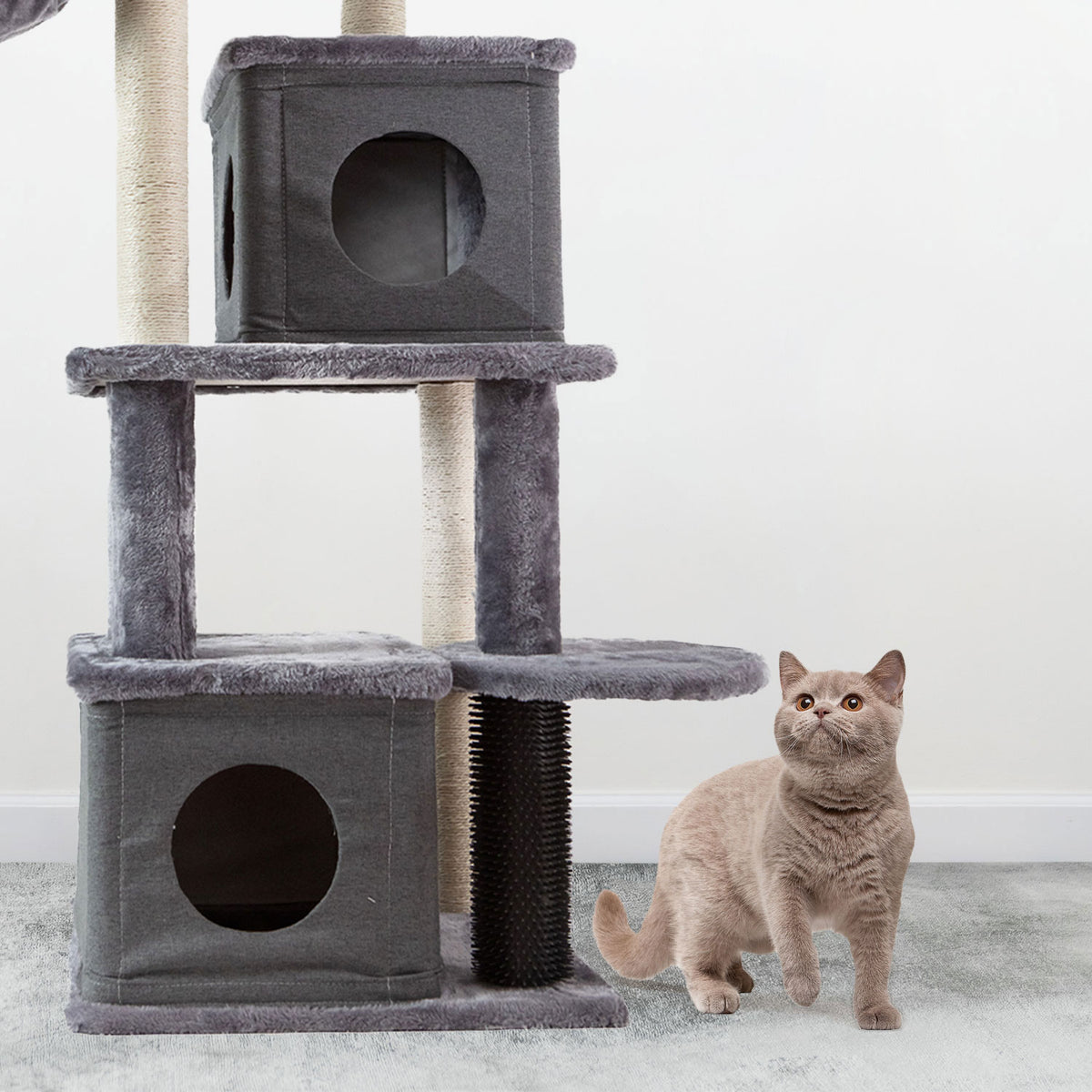 AQPET FRIENDS Rascador para gatos London 48X44X125 Cm H, juego, descanso, diversión y entretenimiento