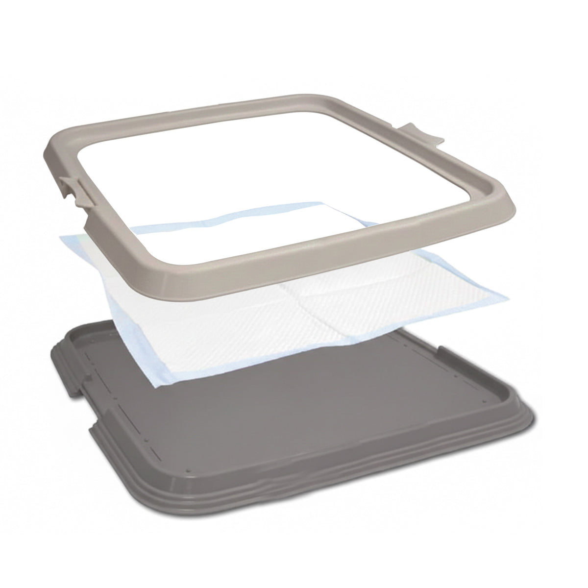 AQPET FRIENDS Bandeja sanitaria para perros con soporte para alfombrillas absorbentes de 60x60 cm, base antideslizante para empapadores higiénicos, ideal para el adiestramiento de cachorros y el uso doméstico
