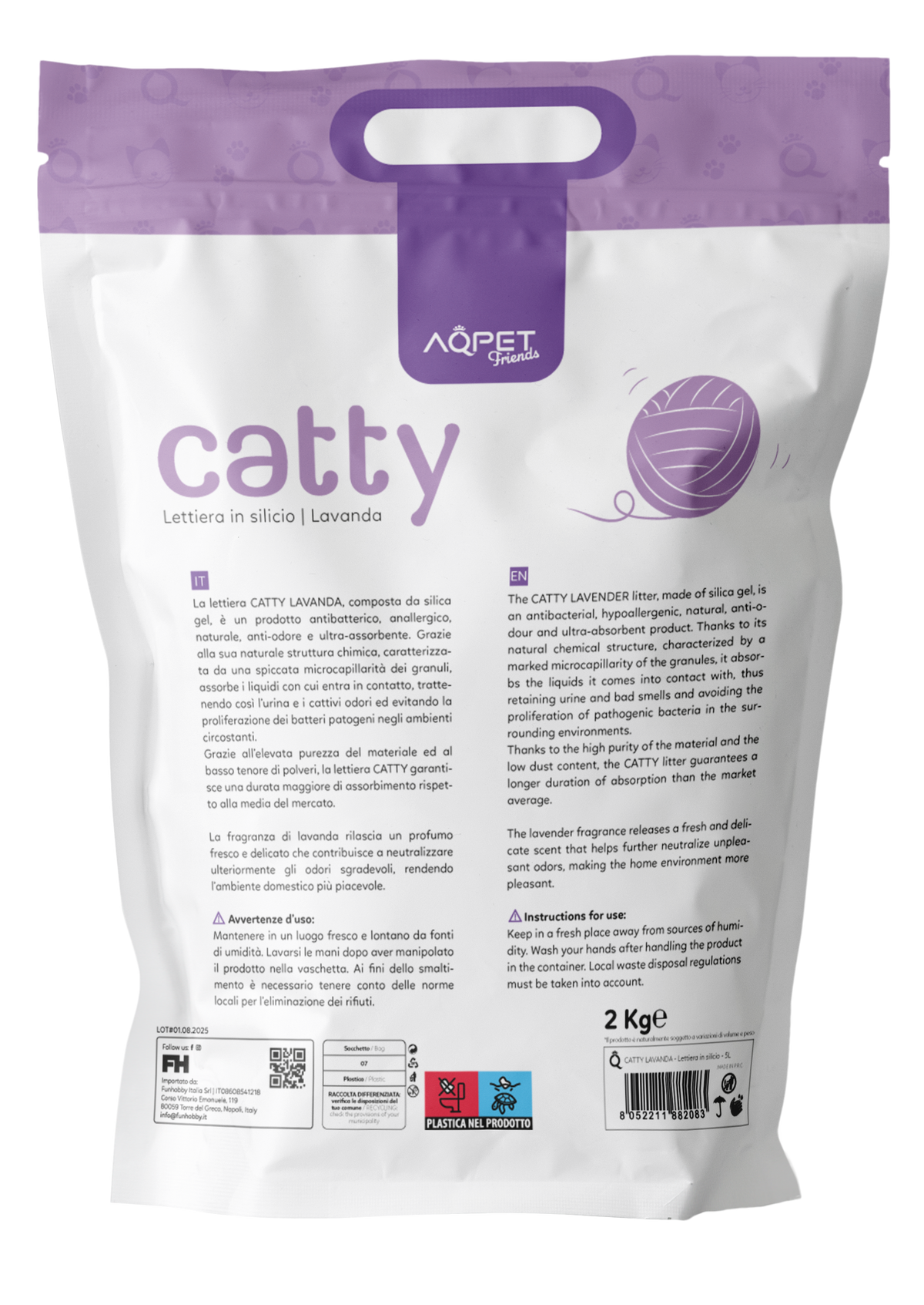 AQPET FRIENDS Bandeja sanitaria de sílice Catty con aroma a lavanda para gatos Súper absorbente Control de olores Higiene felina