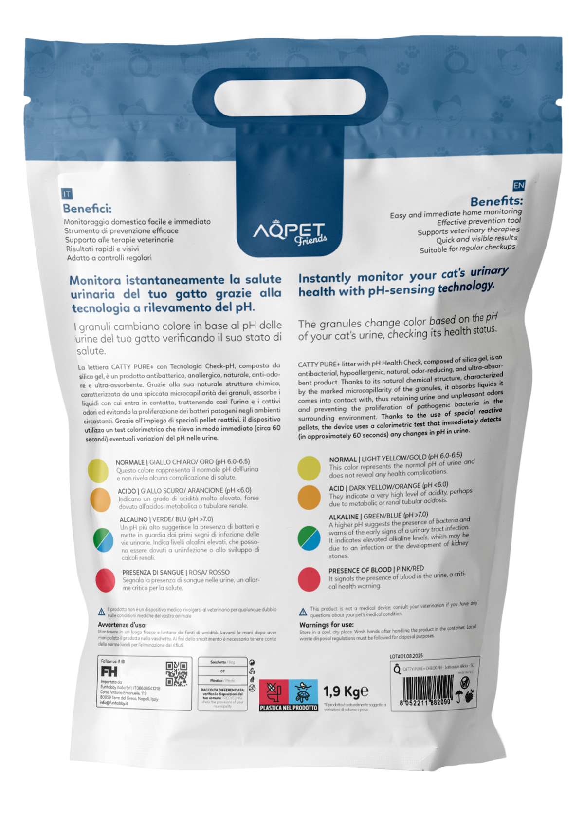 AQPET FRIENDS Bandeja sanitaria de sílice Catty con aroma a PH Check para gatos Súper absorbente Control de olores Higiene felina