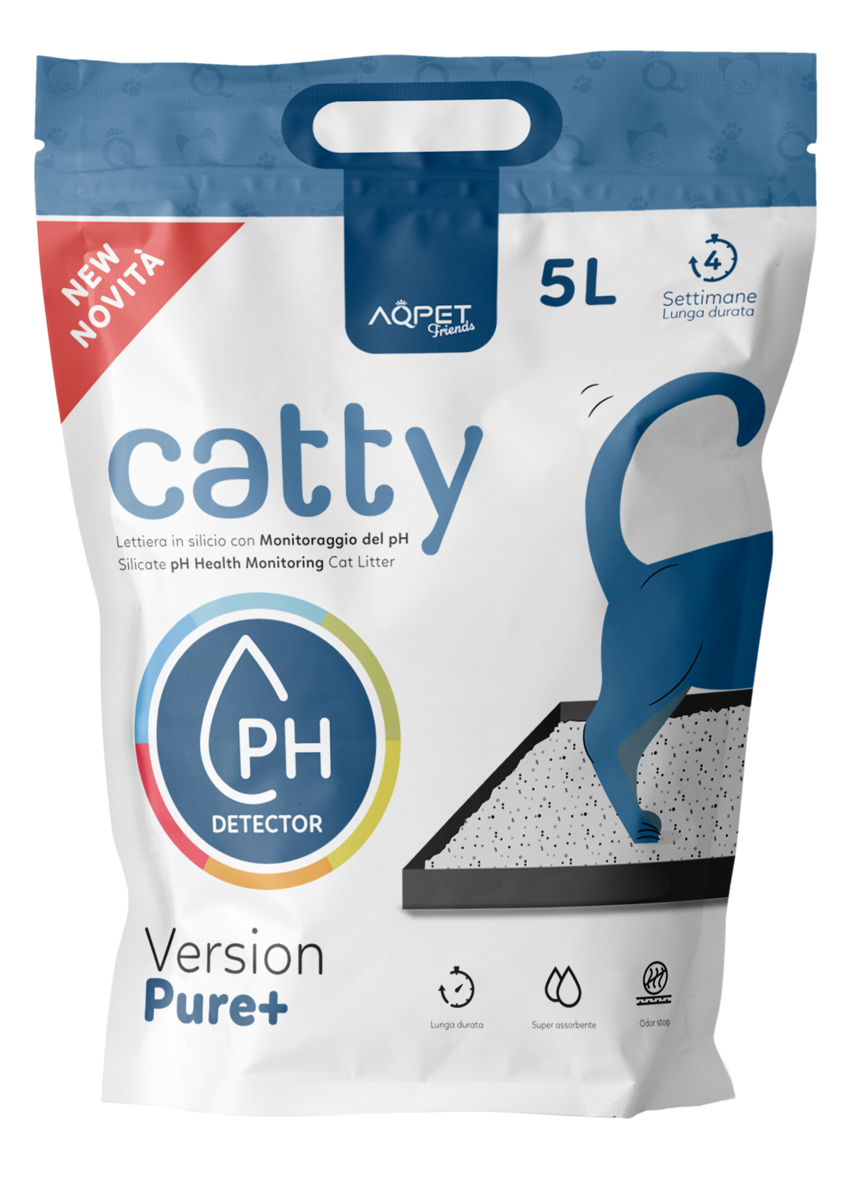 AQPET FRIENDS Bandeja sanitaria de sílice Catty con aroma a PH Check para gatos Súper absorbente Control de olores Higiene felina