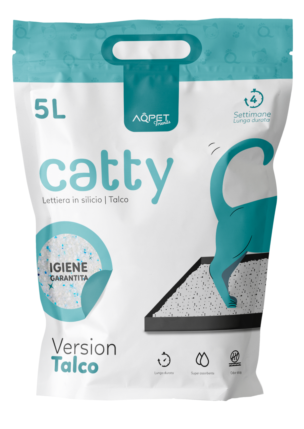 AQPET FRIENDS Bandeja sanitaria de sílice Catty con aroma a talco para gatos Súper absorbente Control de olores Higiene felina