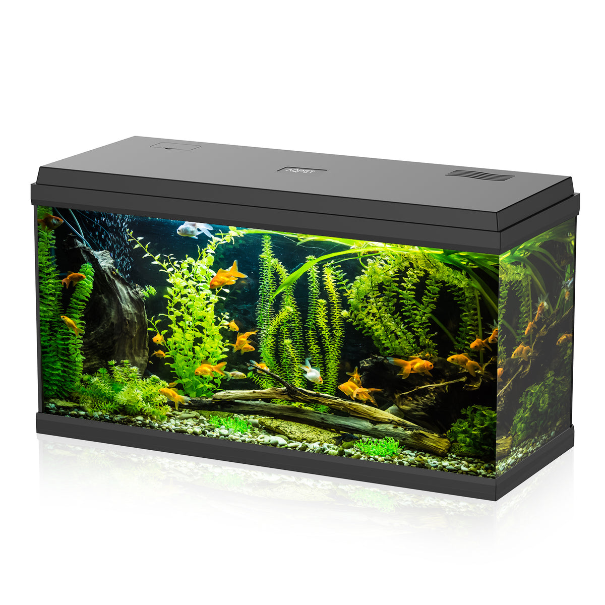 AQPET ACUARIO SIMPLY LED 100 NEGRO, COMPLETO CON DOBLE LUZ, FILTRO Y CALENTADOR - 80X32X45 H CM