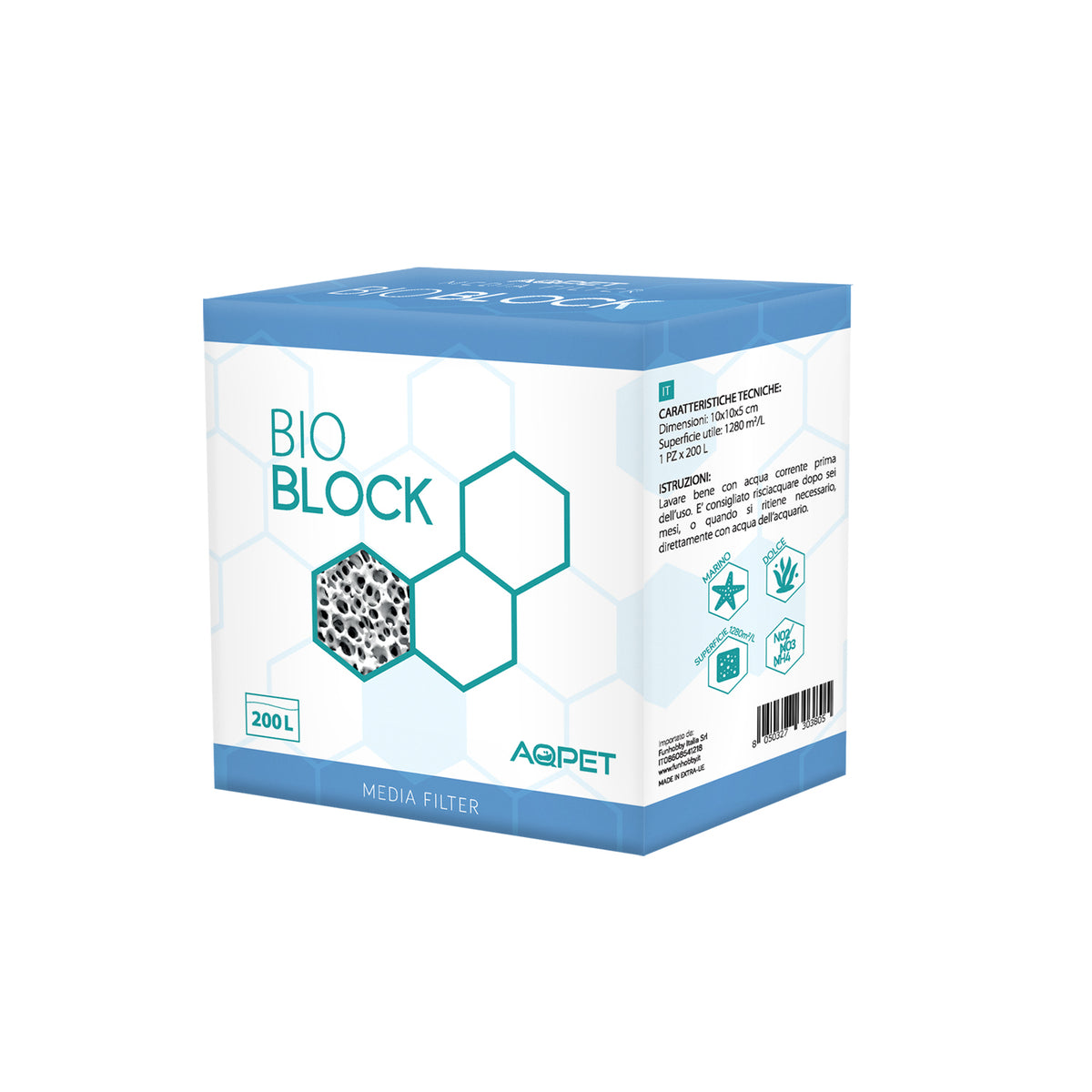 AQPET MATERIAL FILTRANTE LADRILLO BIO BLOCK 10X10X5CM