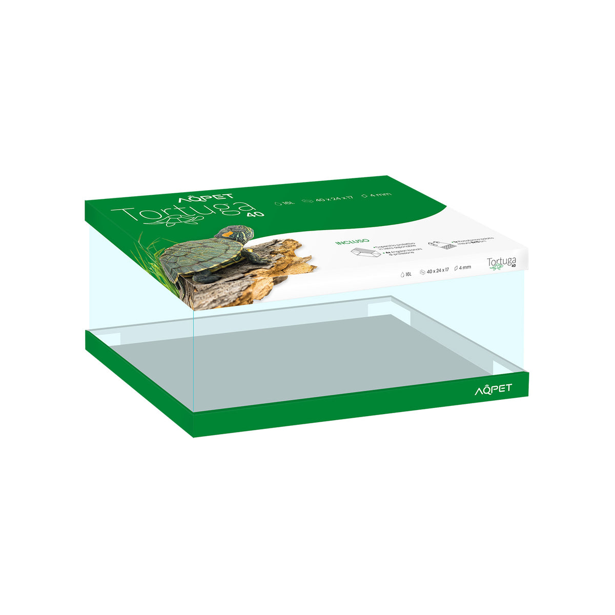 AQPET TORTUGUERA DE VIDRIO TORTUGA 40 - 40X24X17 CM CON ISLOTE