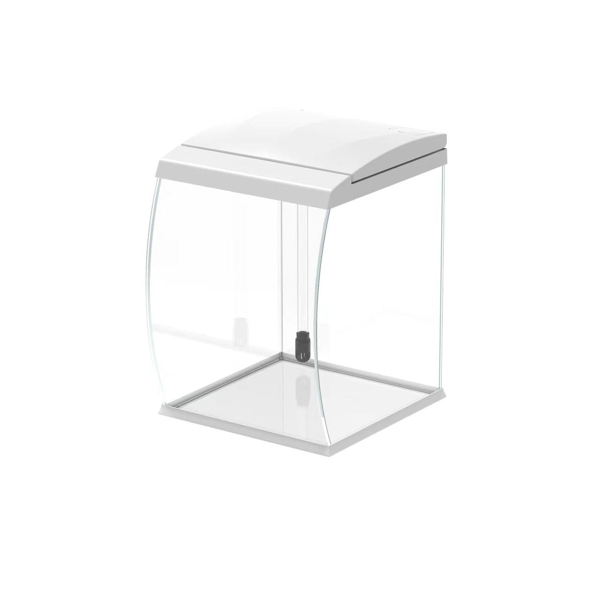 AQPET CURVE ACUARIO PANORÁMICO DE VIDRIO PARA ESCRITORIO - CON FILTRO, CALENTADOR - BLANCO
