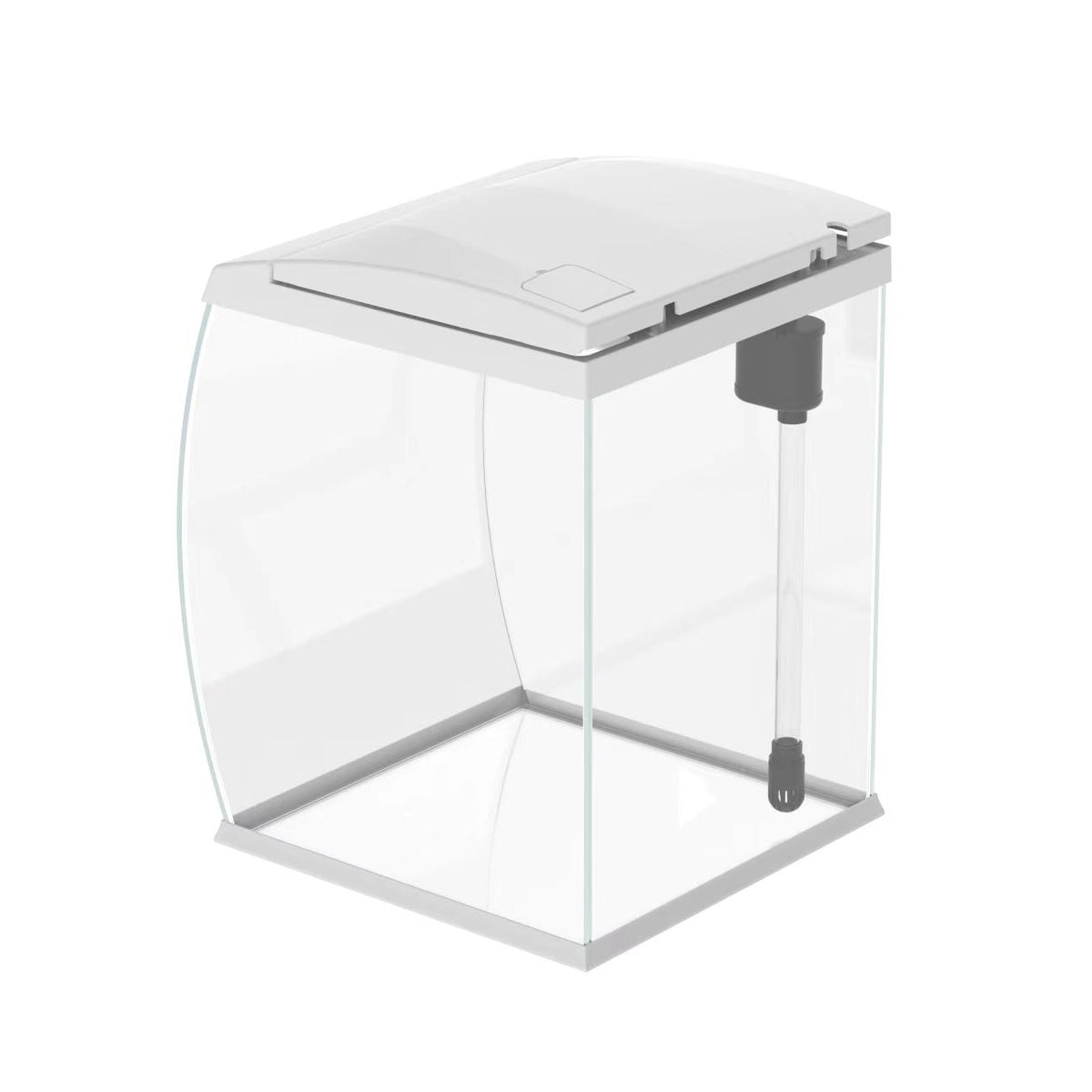 AQPET CURVE ACUARIO PANORÁMICO DE VIDRIO PARA ESCRITORIO - CON FILTRO, CALENTADOR - BLANCO