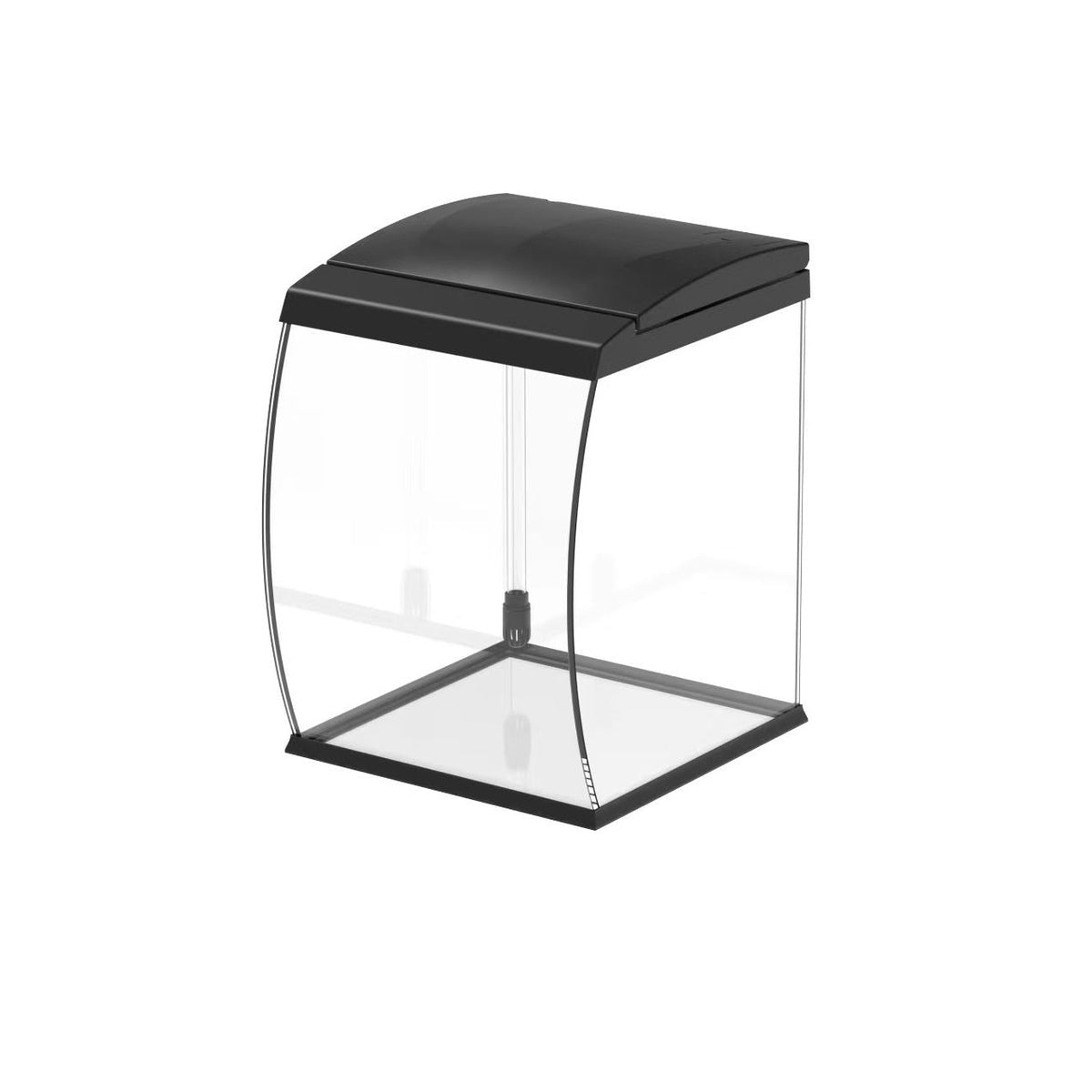 AQPET CURVE ACUARIO PANORÁMICO DE VIDRIO PARA ESCRITORIO, CON FILTRO Y CALENTADOR, NEGRO