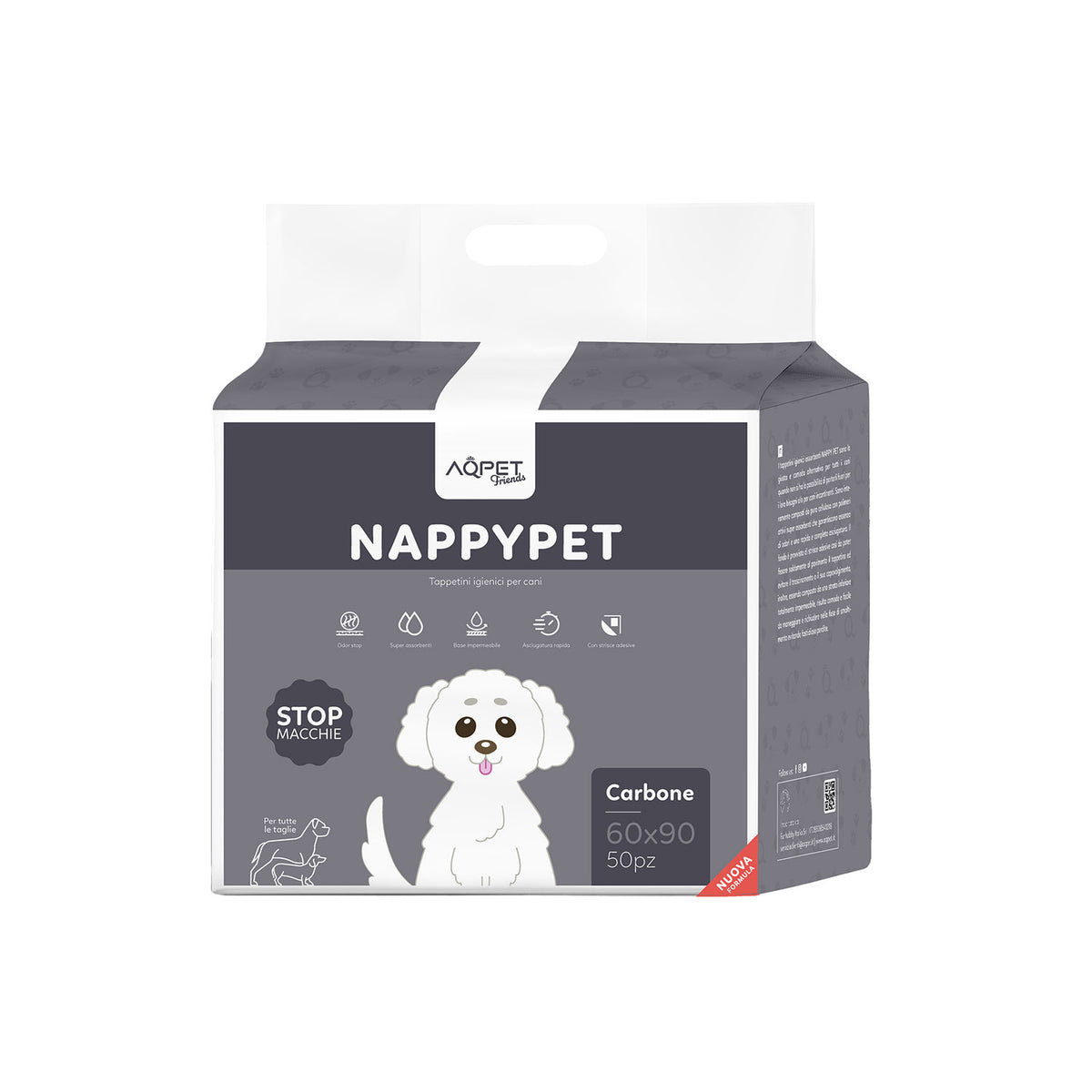 AQPET FRIENDS Alfombrillas higiénicas de carbón, tamaño 50 unidades, para perros, ultraabsorbentes, antiolor, impermeables, adiestramiento de cachorros, higiene del hogar, carbón activo, higiene diaria