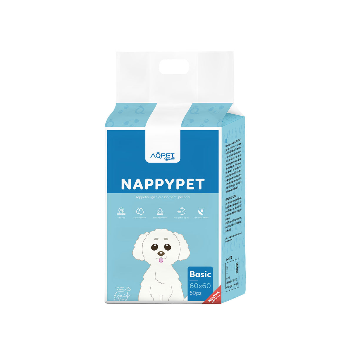 AQPET FRIENDS Alfombrillas higiénicas Basic, tamaño 50 unidades, para perros, ultraabsorbentes, antiolor, impermeables, adiestramiento de cachorros, higiene del hogar, higiene diaria