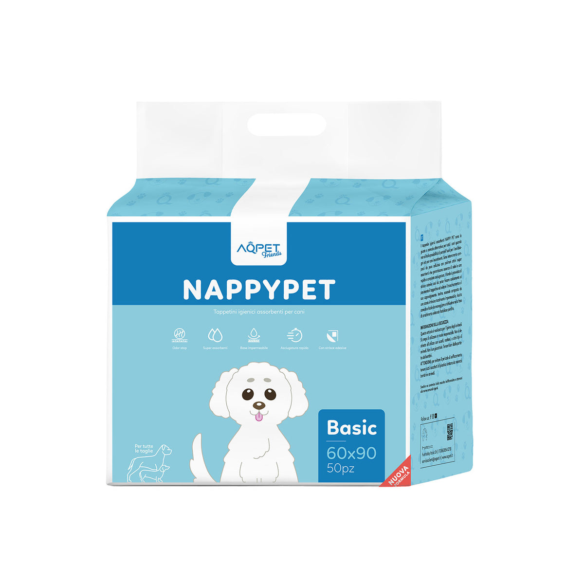 AQPET FRIENDS Alfombrillas higiénicas Basic, tamaño 50 unidades, para perros, ultraabsorbentes, antiolor, impermeables, adiestramiento de cachorros, higiene del hogar, higiene diaria