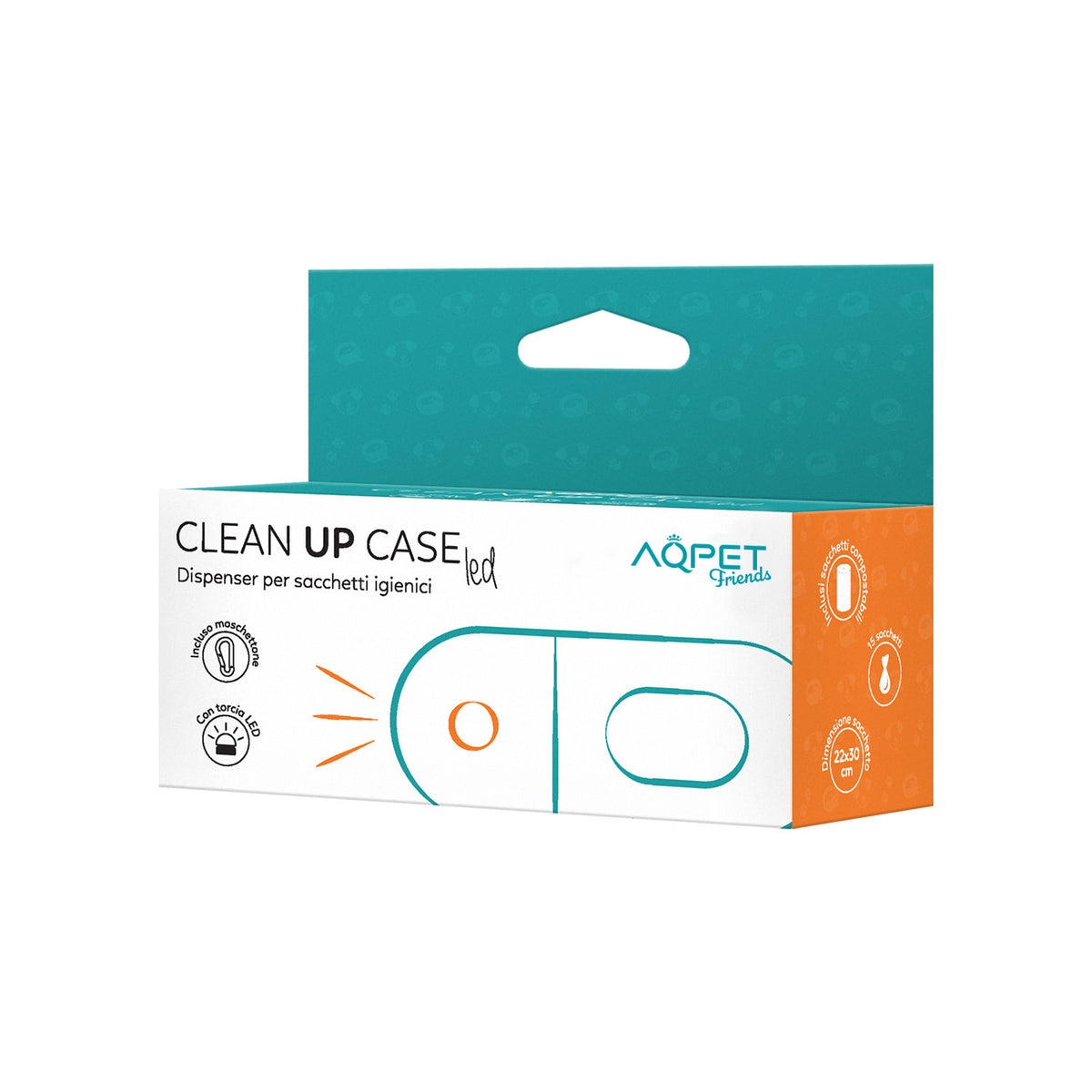 AQPET FRIENDS Dispensador de plástico con linterna LED, incluye bolsas higiénicas