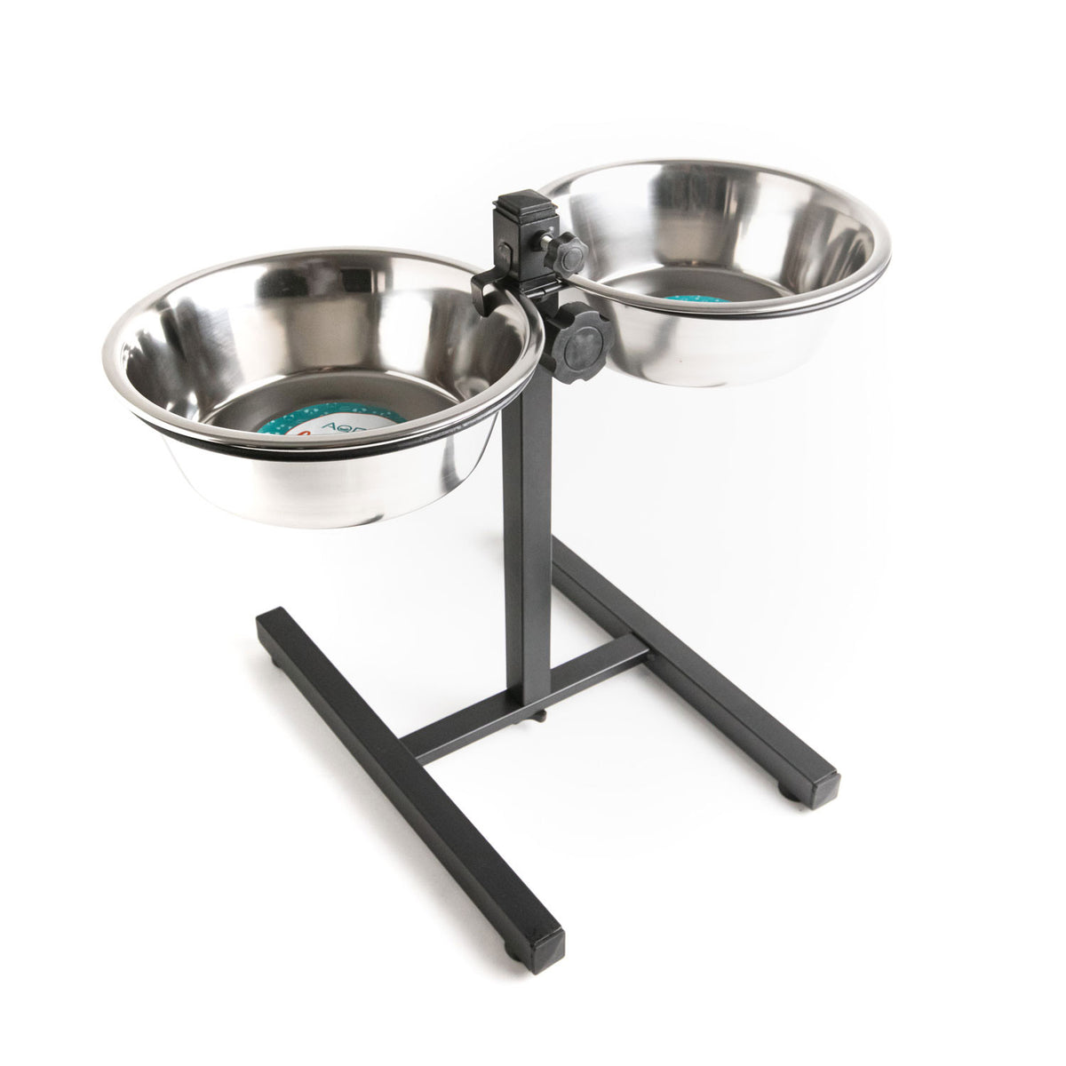 AQPET FRIENDS Gnammy Soporte H con 2 cuencos elevados de acero inoxidable, altura regulable, para perros, gatos y animales pequeños