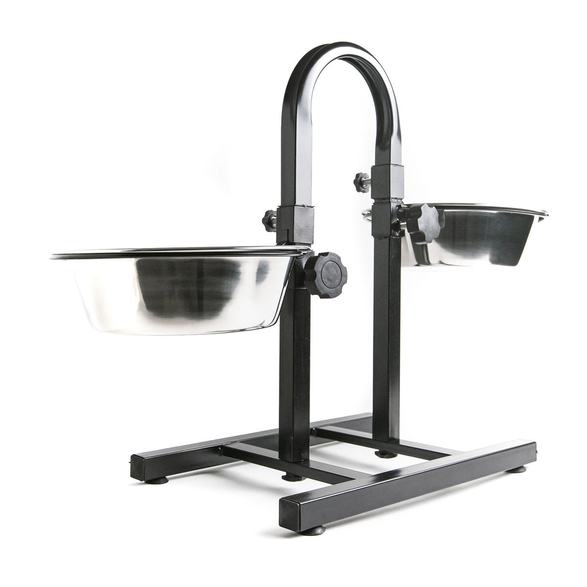 AQPET FRIENDS Gnammy Soporte U con 2 cuencos elevados de acero inoxidable, altura regulable, para perros, gatos y animales pequeños, 2x2500 ml, 25 cm