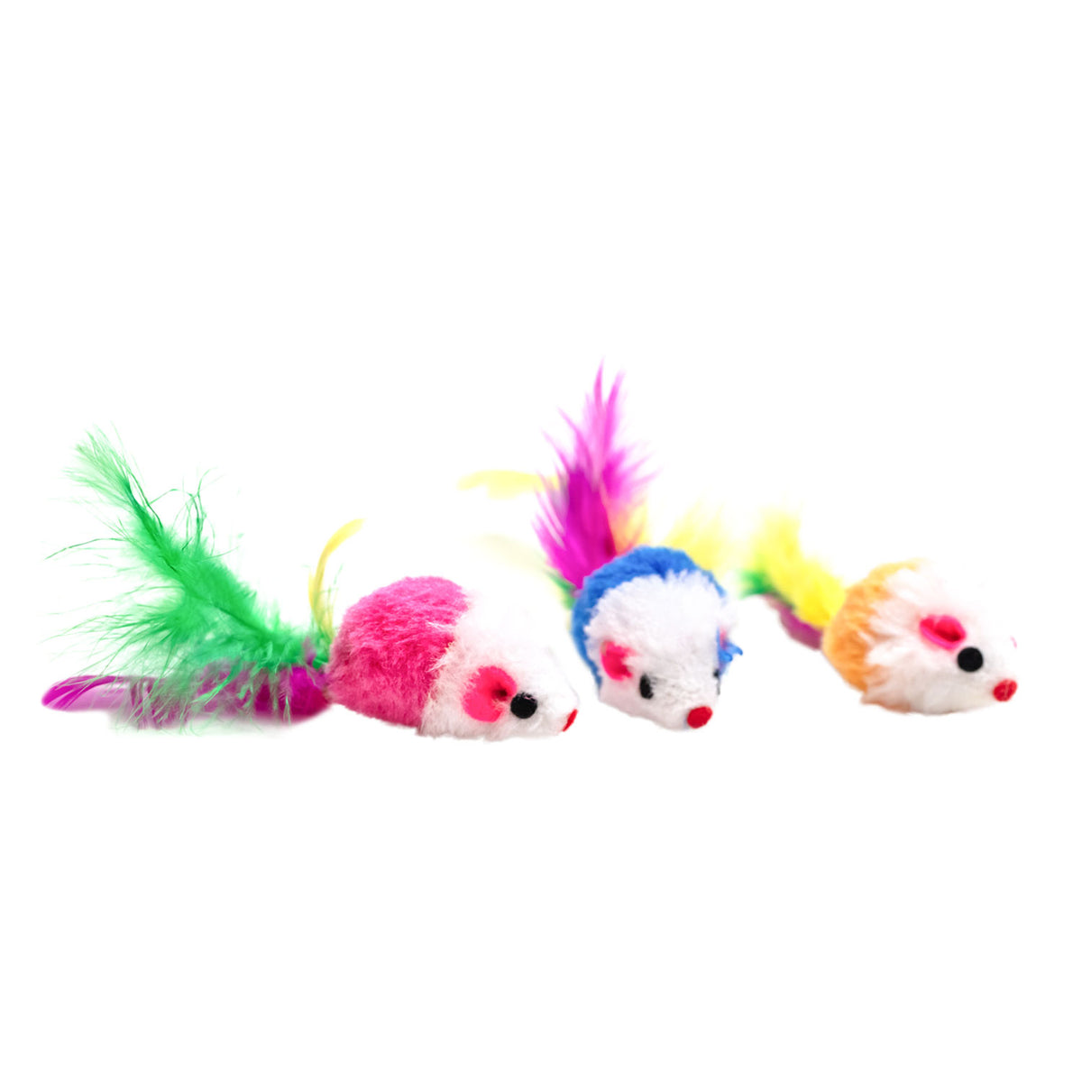 AQPET FRIENDS Juguete para gatos Ratón de colores con plumas y cascabel - 8 cm Juego para gatos