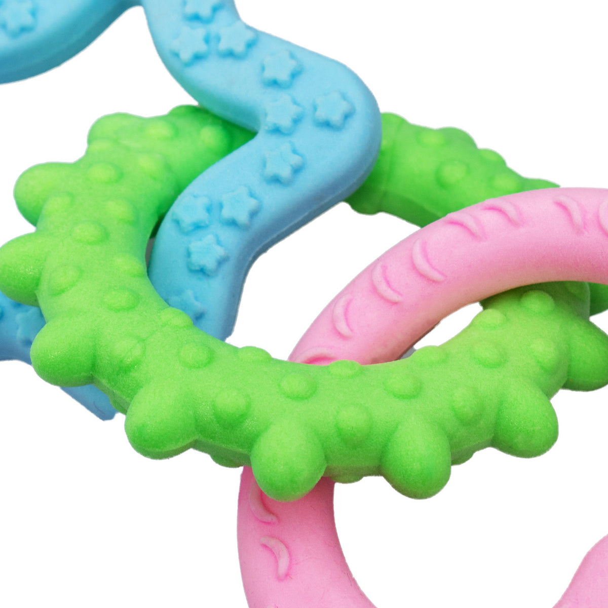 AQPET FRIENDS AQPET Juguete dental para perros, cadena de goma con formas, 18 X 8 Cm, juego divertido para mascotas