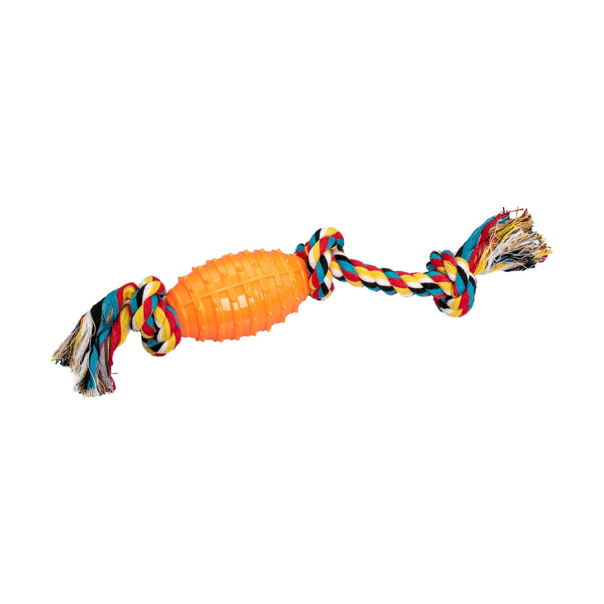 AQPET FRIENDS AQPET juguetes para perros Smarty cuerda y pelota ovalada de goma 38 Cm, juego para perros, diversión para mascotas
