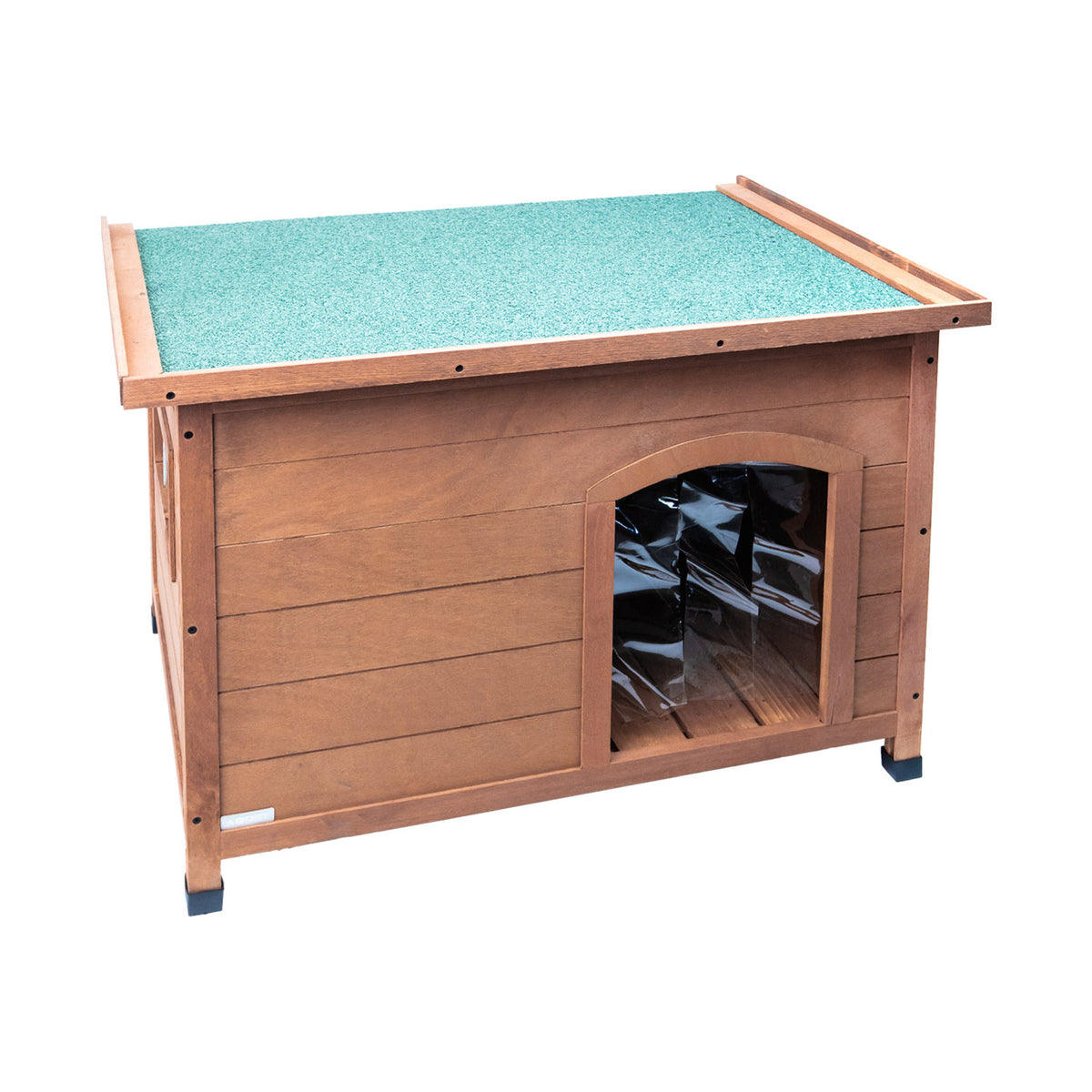 AQPET FRIENDS Baita Caseta de madera con techo abatible para perros y gatos, comodidad y descanso