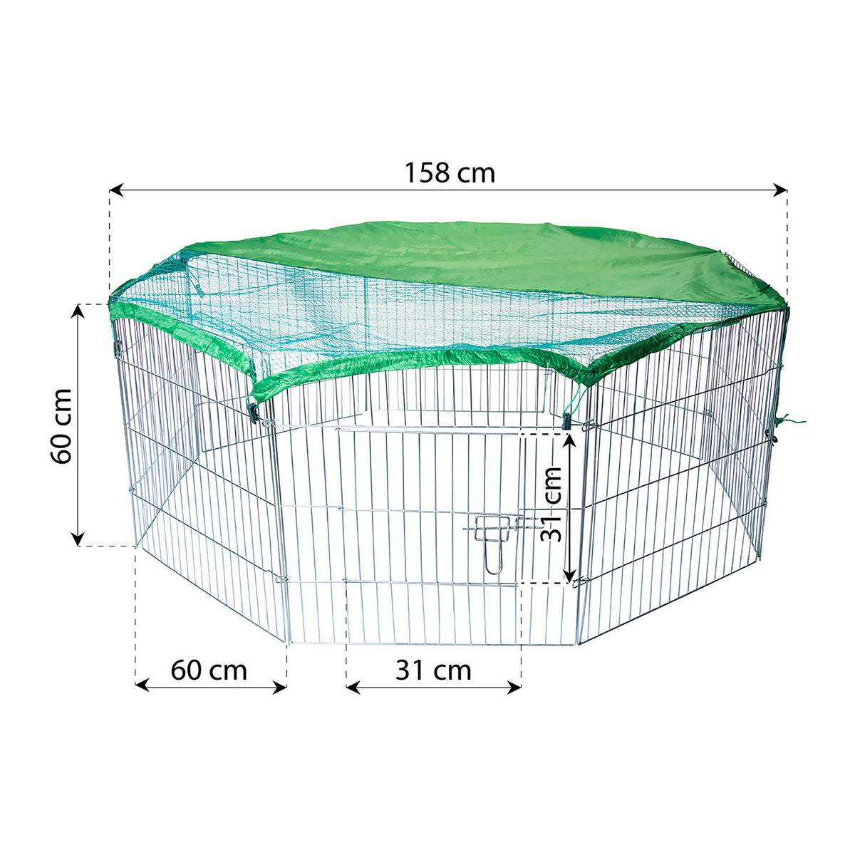 AQPET FRIENDS Recinto exterior para animales 60x60cm - Box con red parasol para perros, gatos y roedores - Recinto seguro y resistente para jardín y espacios abiertos