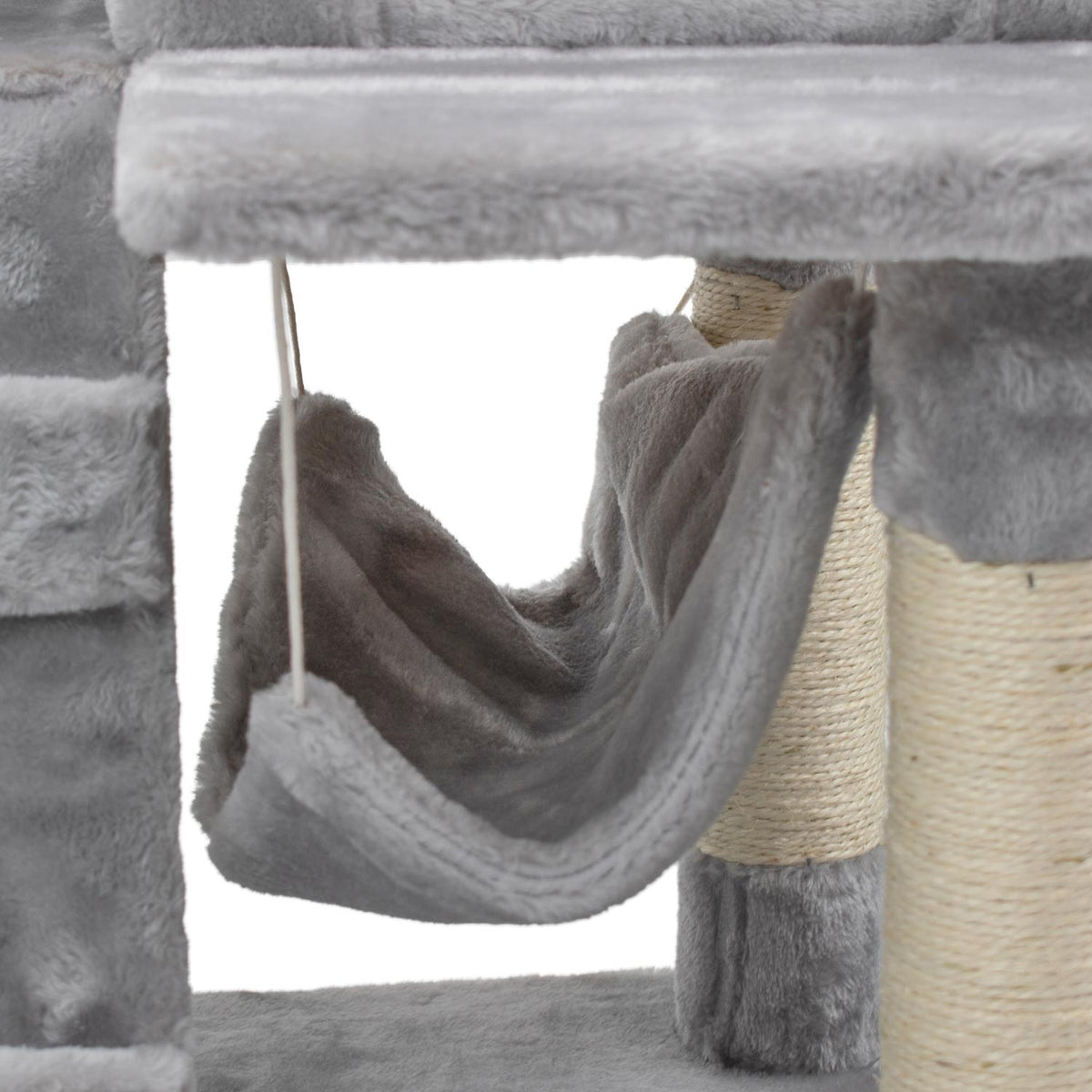 AQPET FRIENDS Rascador para gatos Berlin de 135 cm con caseta, árbol, parque de juegos y juguete, color gris