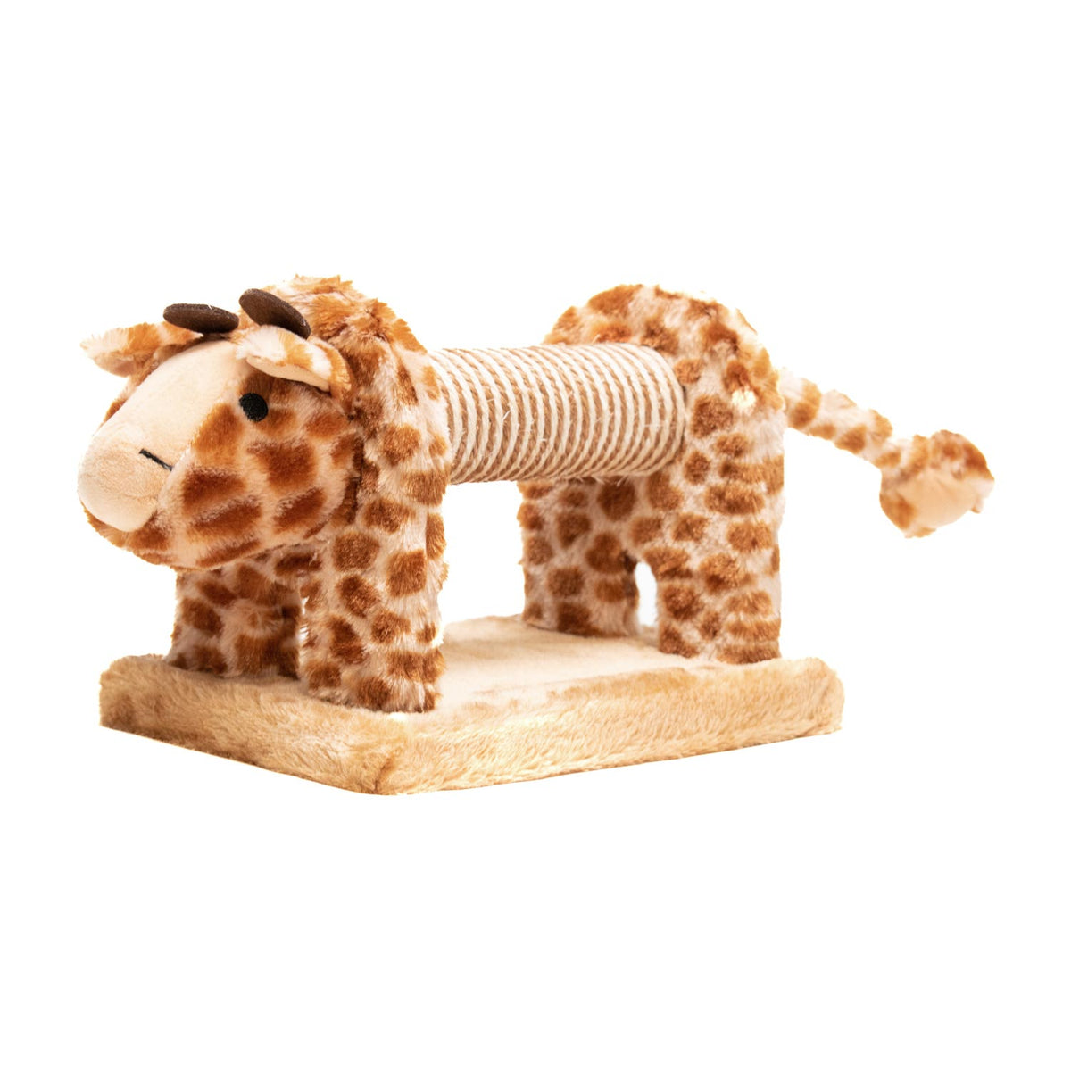 AQPET FRIENDS Rascador de sisal y peluche para la diversión de tu gato, jirafa, medidas 56x18x18 cm