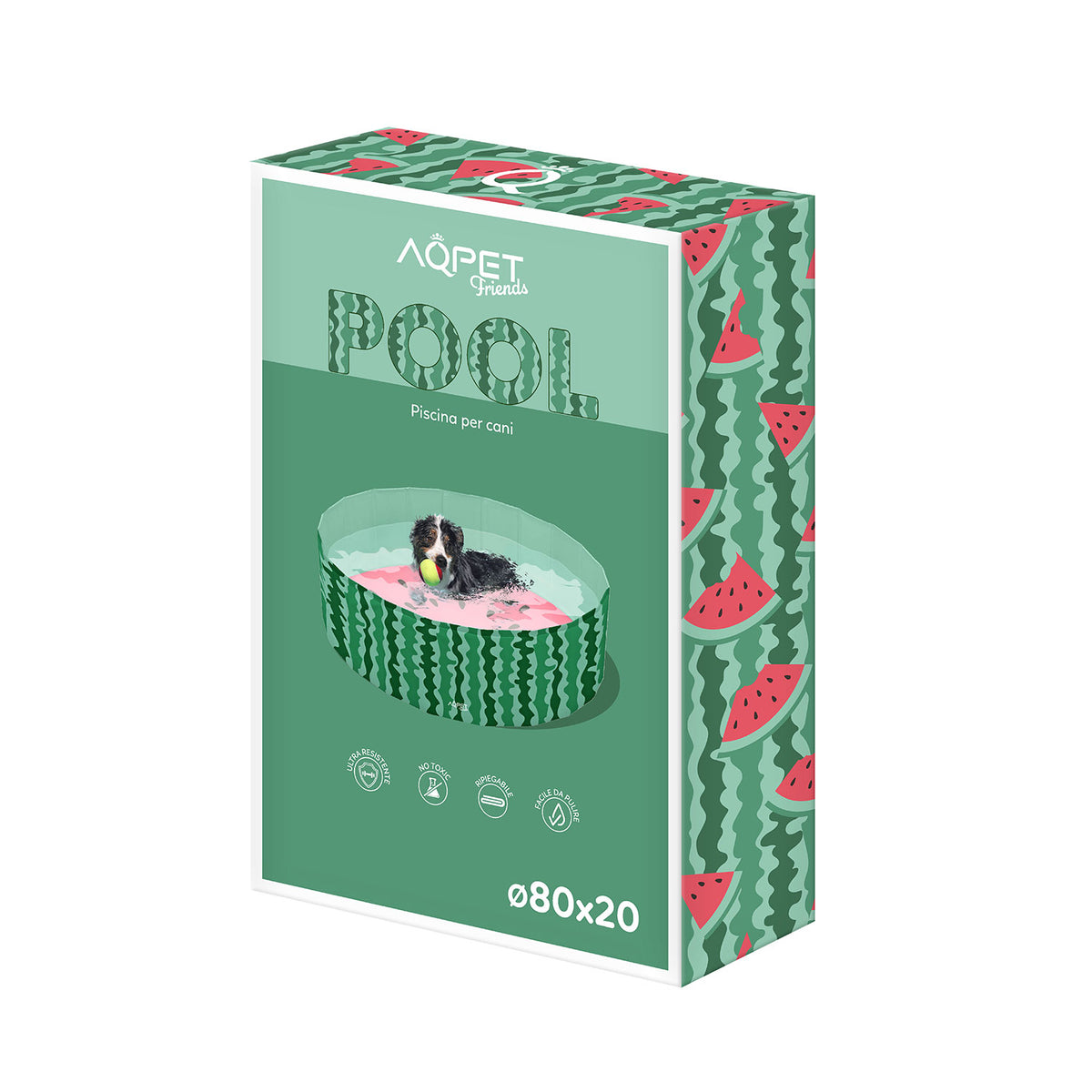 AQPET FRIENDS Pool piscina para perros con diseño Fruit, plegable, resistente a los arañazos, para exteriores y jardín