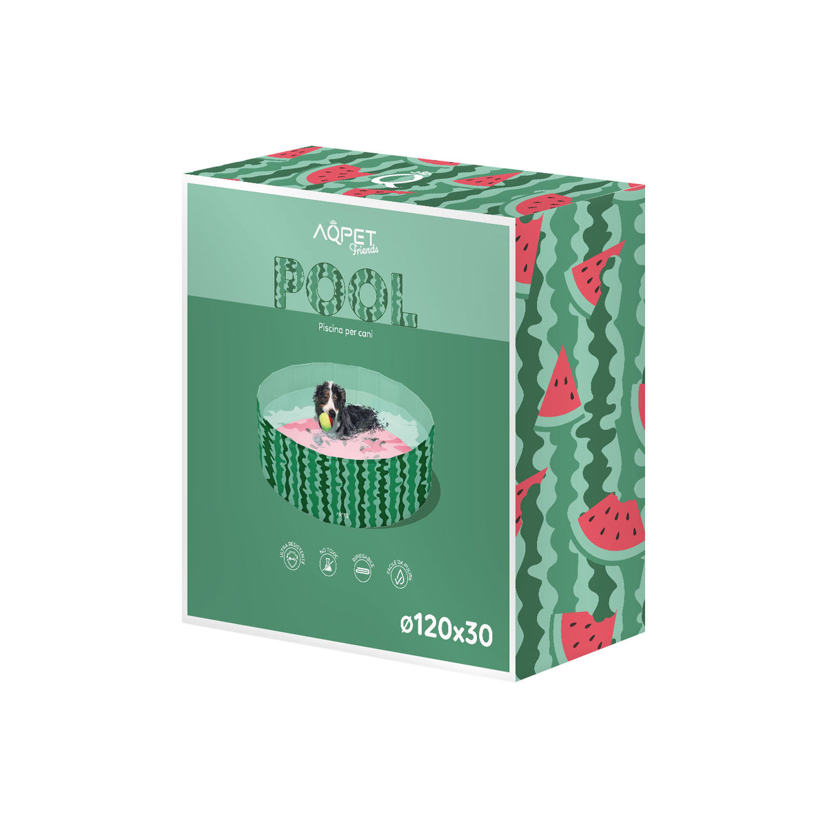 AQPET FRIENDS Pool piscina para perros con diseño Fruit, plegable, resistente a los arañazos, para exteriores y jardín