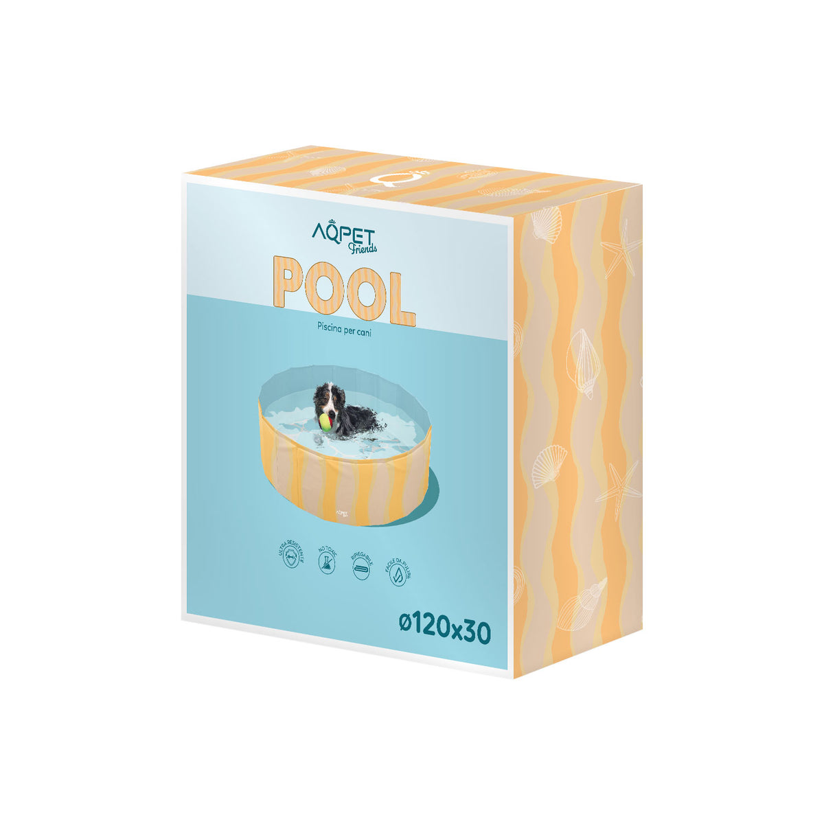 AQPET FRIENDS Pool piscina para perros con diseño Sea, plegable, resistente a los arañazos, para exteriores y jardín