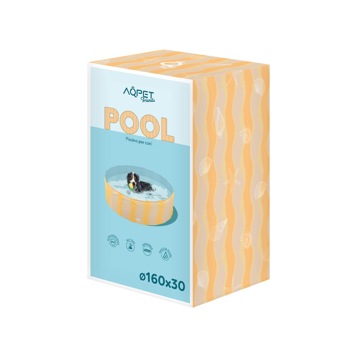 AQPET FRIENDS Pool piscina para perros con diseño Sea, plegable, resistente a los arañazos, para exteriores y jardín