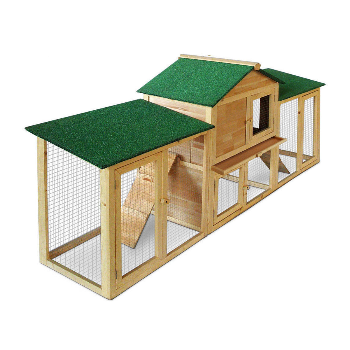 AQPET FRIENDS Jaula para conejos, conejera y gallinero con techo XL para exterior, de madera y dos niveles, 147X53X85h cm