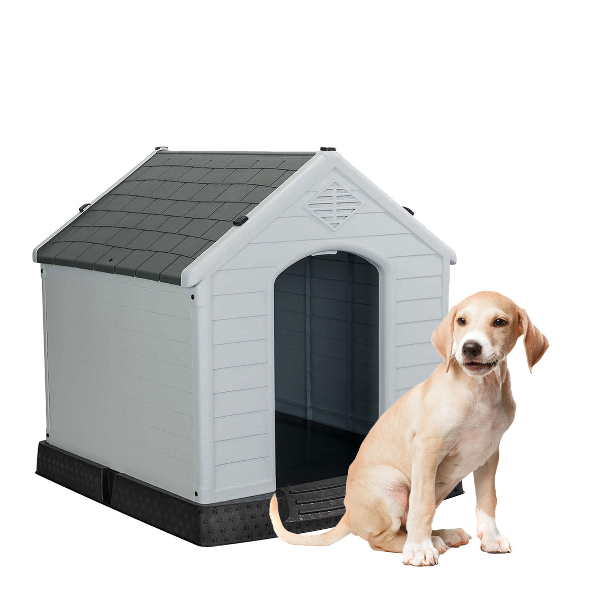 AQPET FRIENDS Chalet Caseta de plástico impermeable para perros y gatos, comodidad y descanso, para interior y exterior