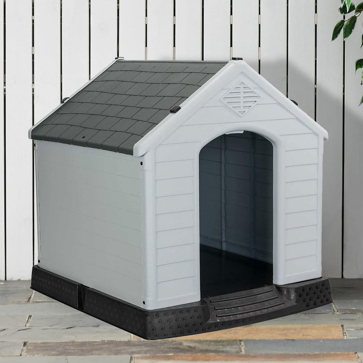 AQPET FRIENDS Chalet Caseta de plástico impermeable para perros y gatos, comodidad y descanso, para interior y exterior