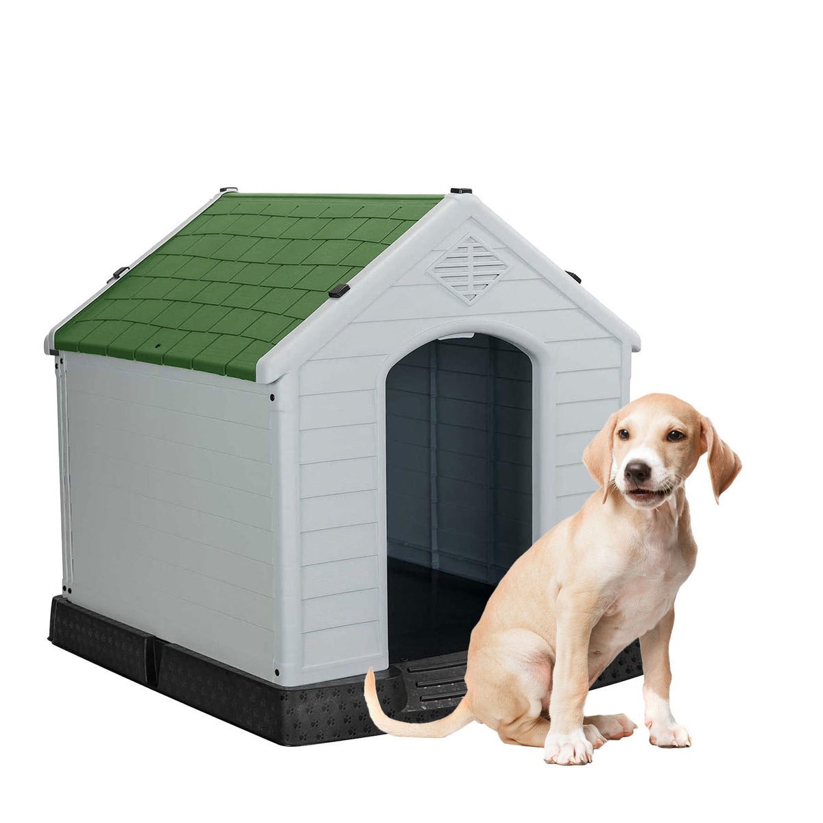 AQPET FRIENDS Chalet Caseta de plástico impermeable para perros y gatos, comodidad y descanso, para interior y exterior