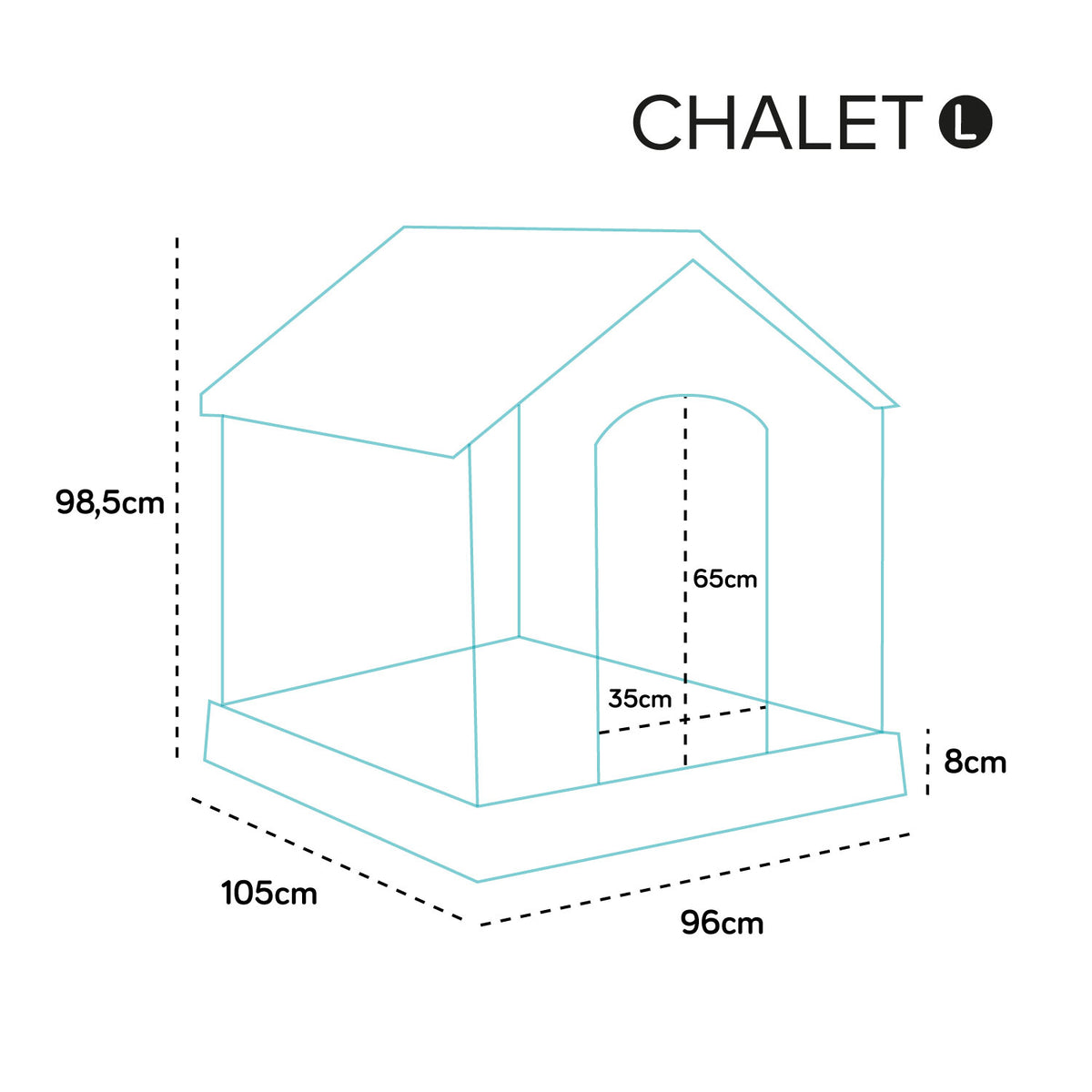 AQPET FRIENDS Chalet Caseta de plástico impermeable para perros y gatos, comodidad y descanso, para interior y exterior