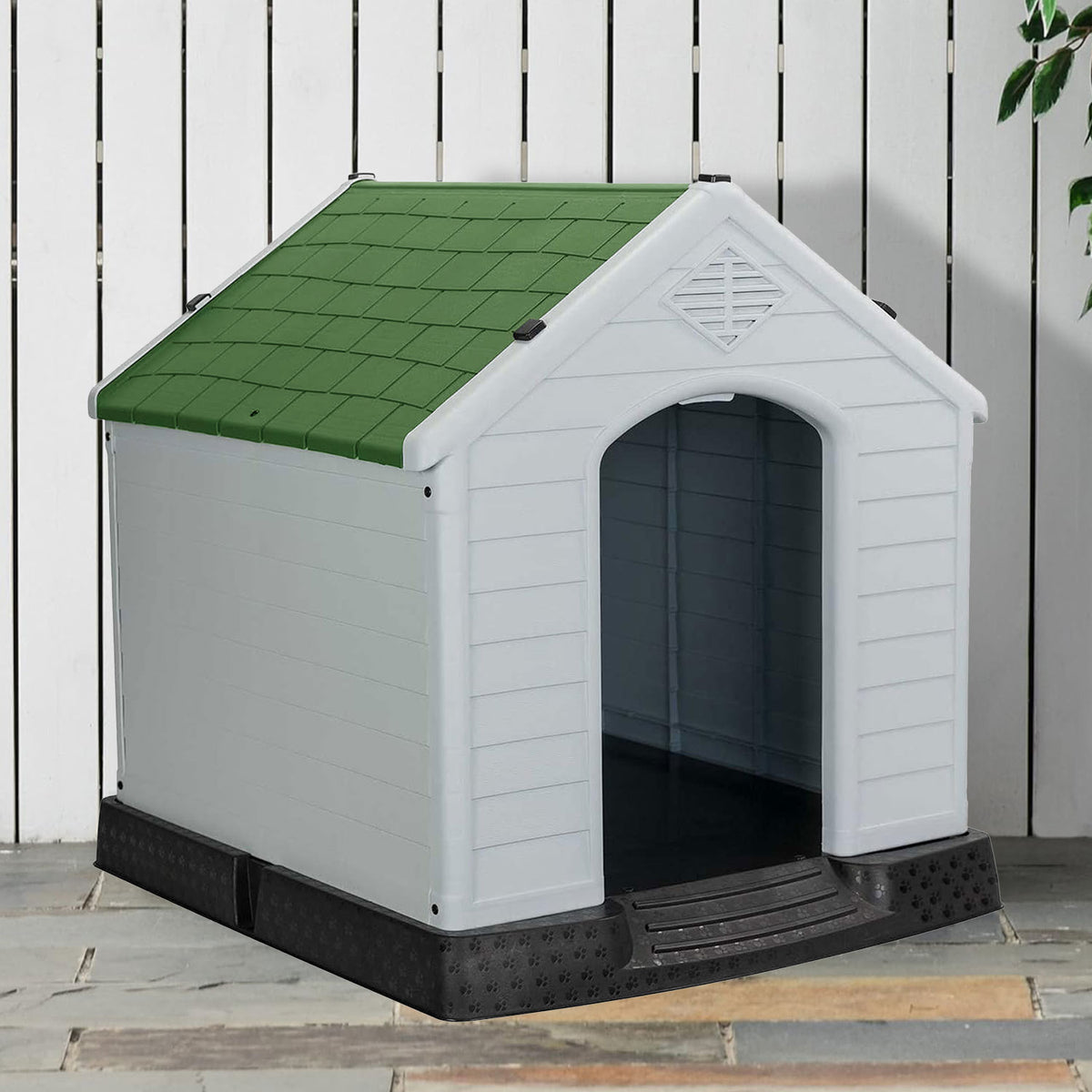 AQPET FRIENDS Chalet Caseta de plástico impermeable para perros y gatos, comodidad y descanso, para interior y exterior
