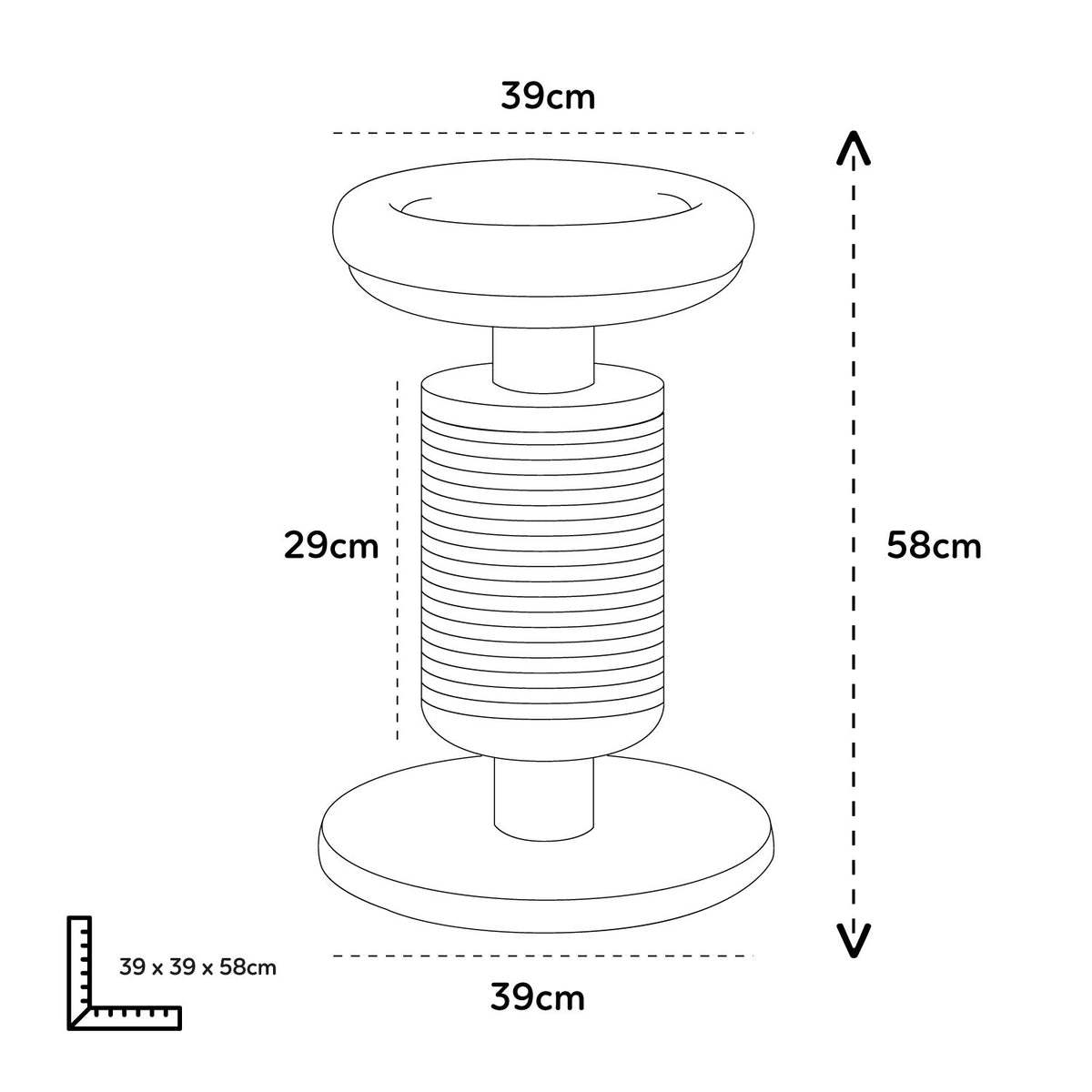 AQPET FRIENDS Rascador de sisal y tela con plataforma, de 58 cm de alto para la máxima diversión de tu gato, color gris