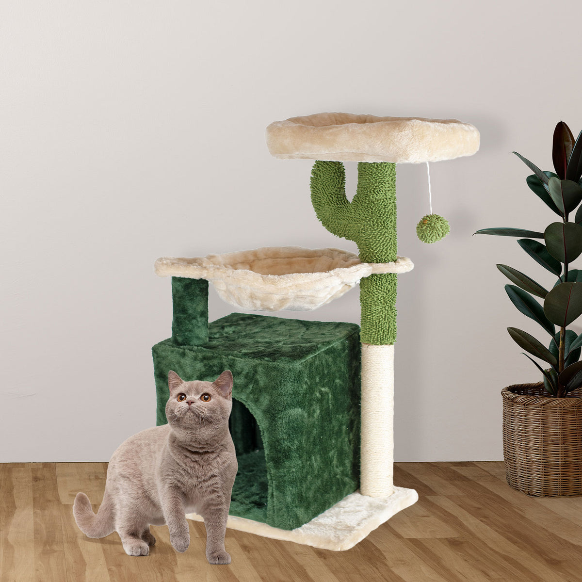 AQPET FRIENDS Rascador para gatos Mexico 40X30X75 Cm, juego, descanso, diversión y entretenimiento